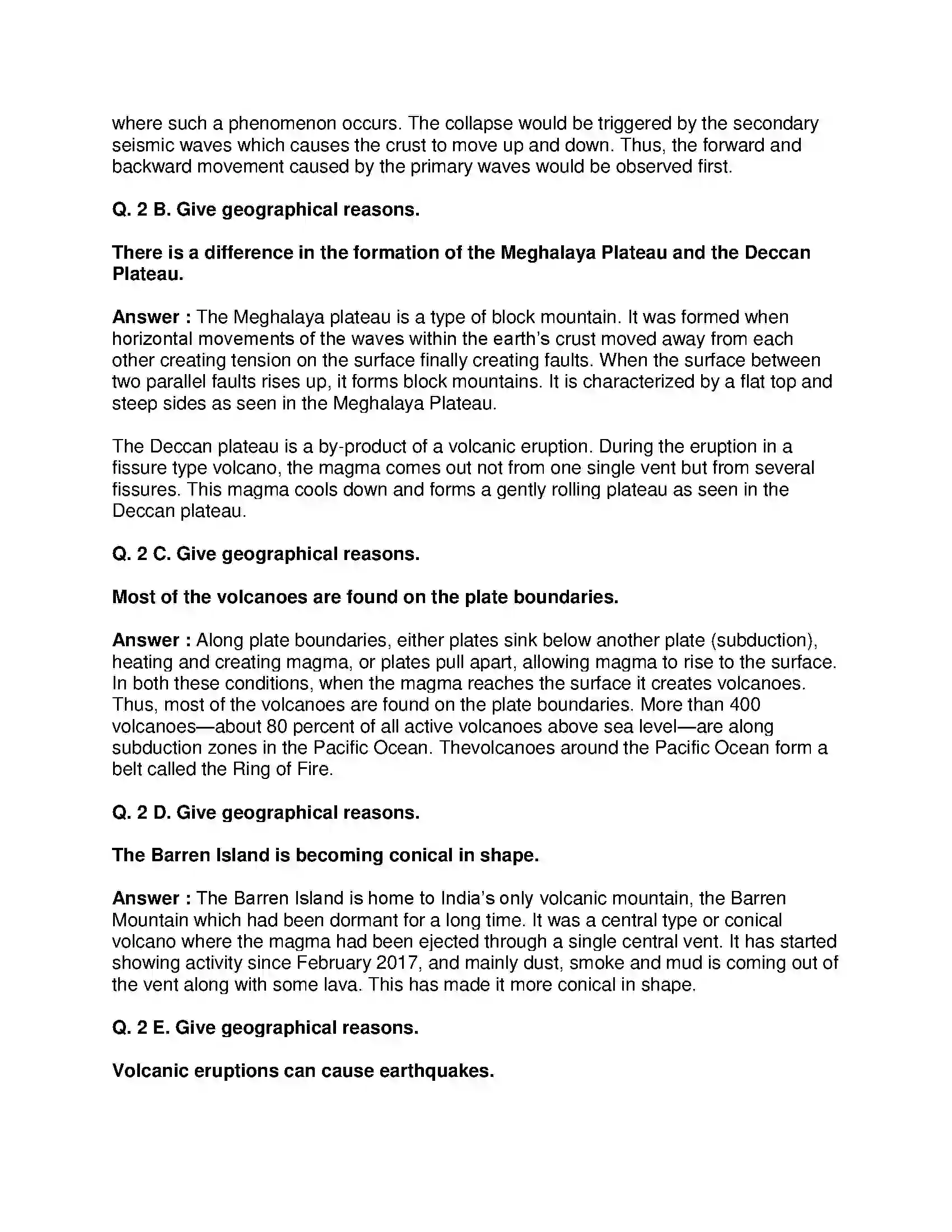 Maharashtra Board Class 9th Geography - English Medium Endogenetic Movements Solution 3