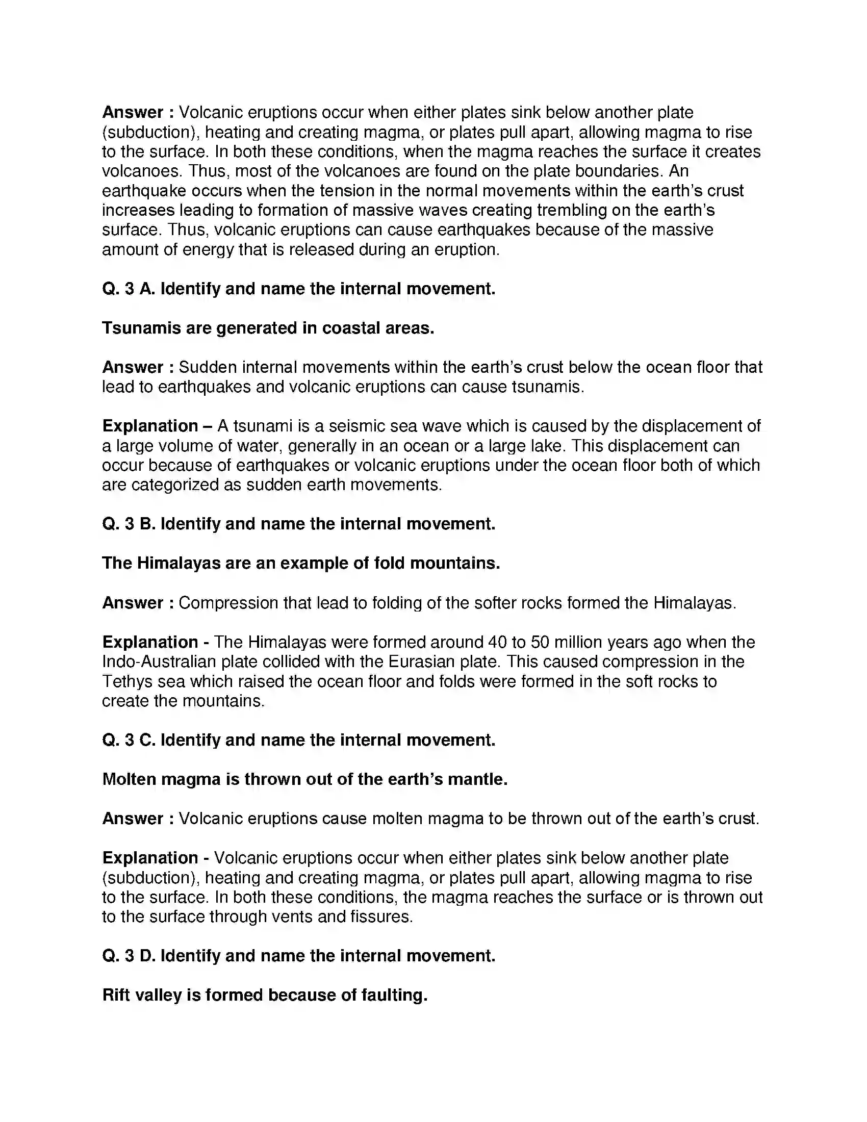 Maharashtra Board Class 9th Geography - English Medium Endogenetic Movements Solution 4