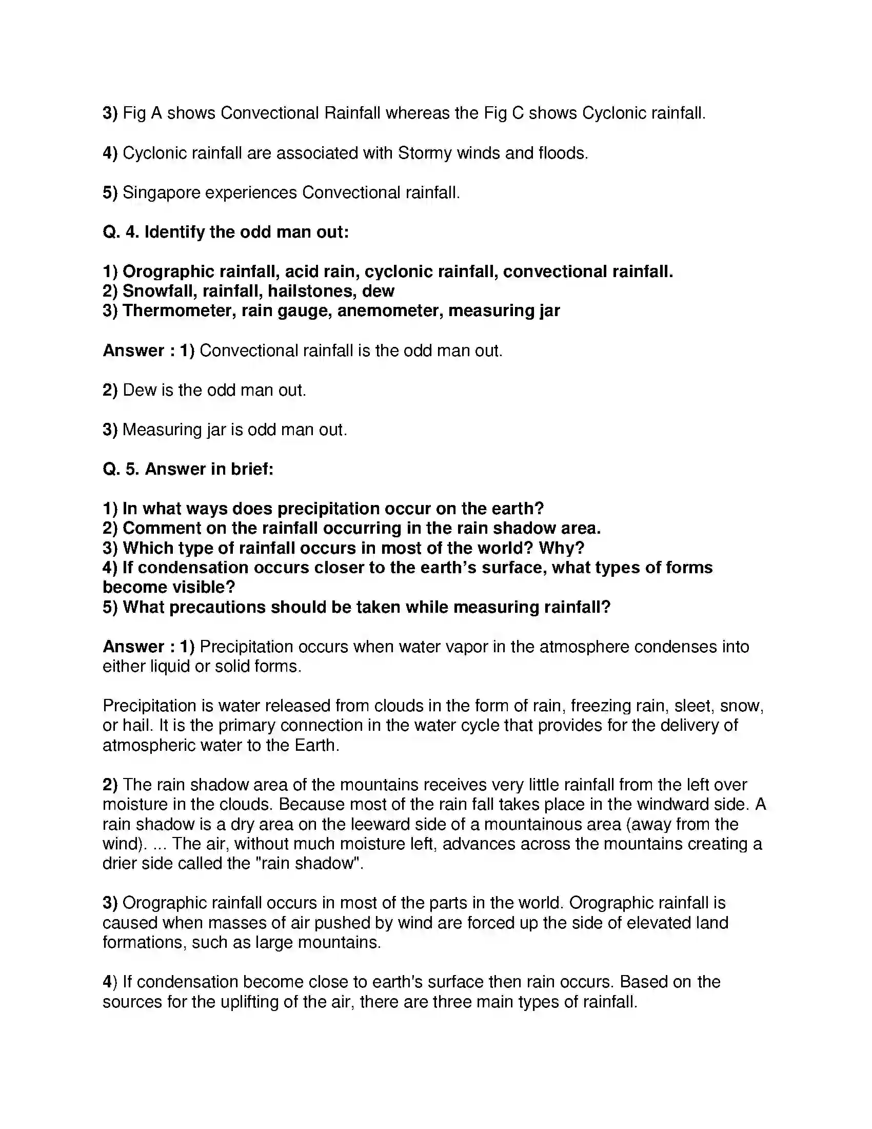 Maharashtra Board Class 9th Geography - English Medium Precipitation Solution 4