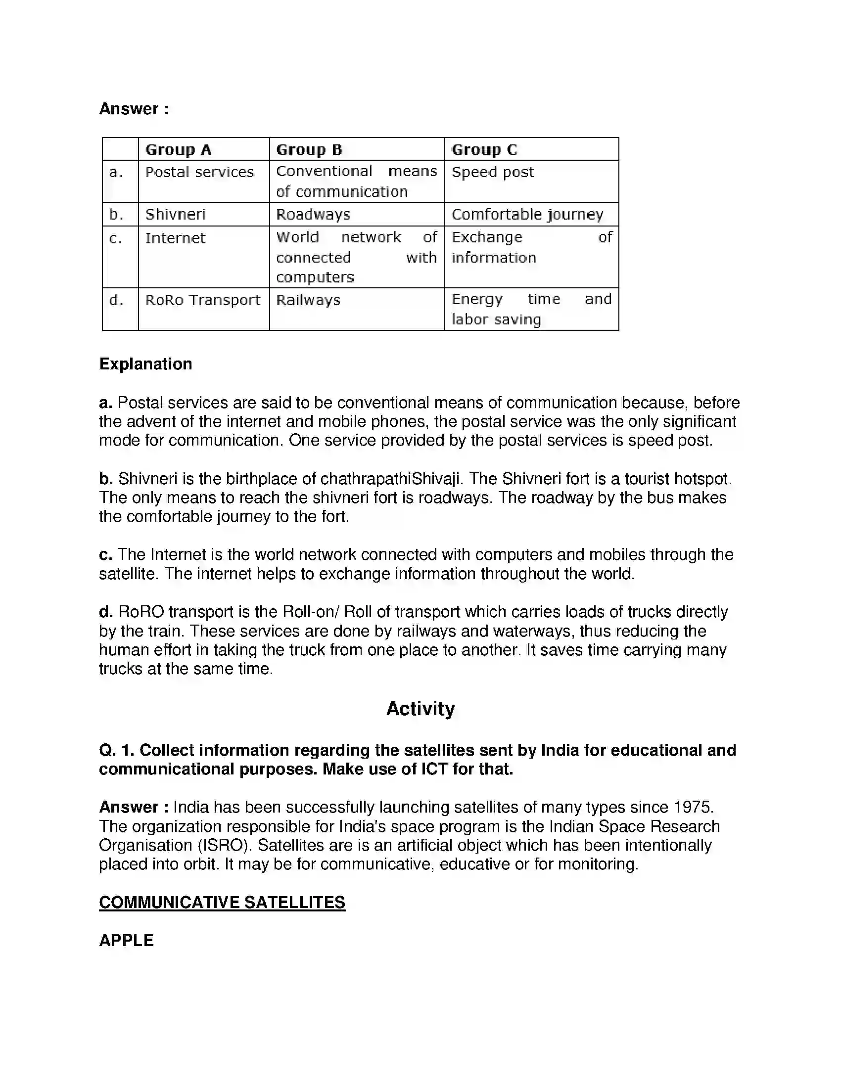 Maharashtra Board Class 9th Geography - English Medium Transport and Communication Solution 8