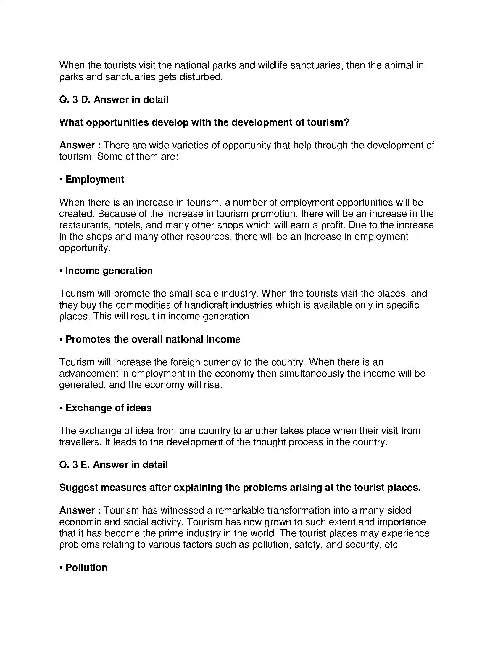 Maharashtra Board Class 9th Geography - English Medium Tourism Solution 6