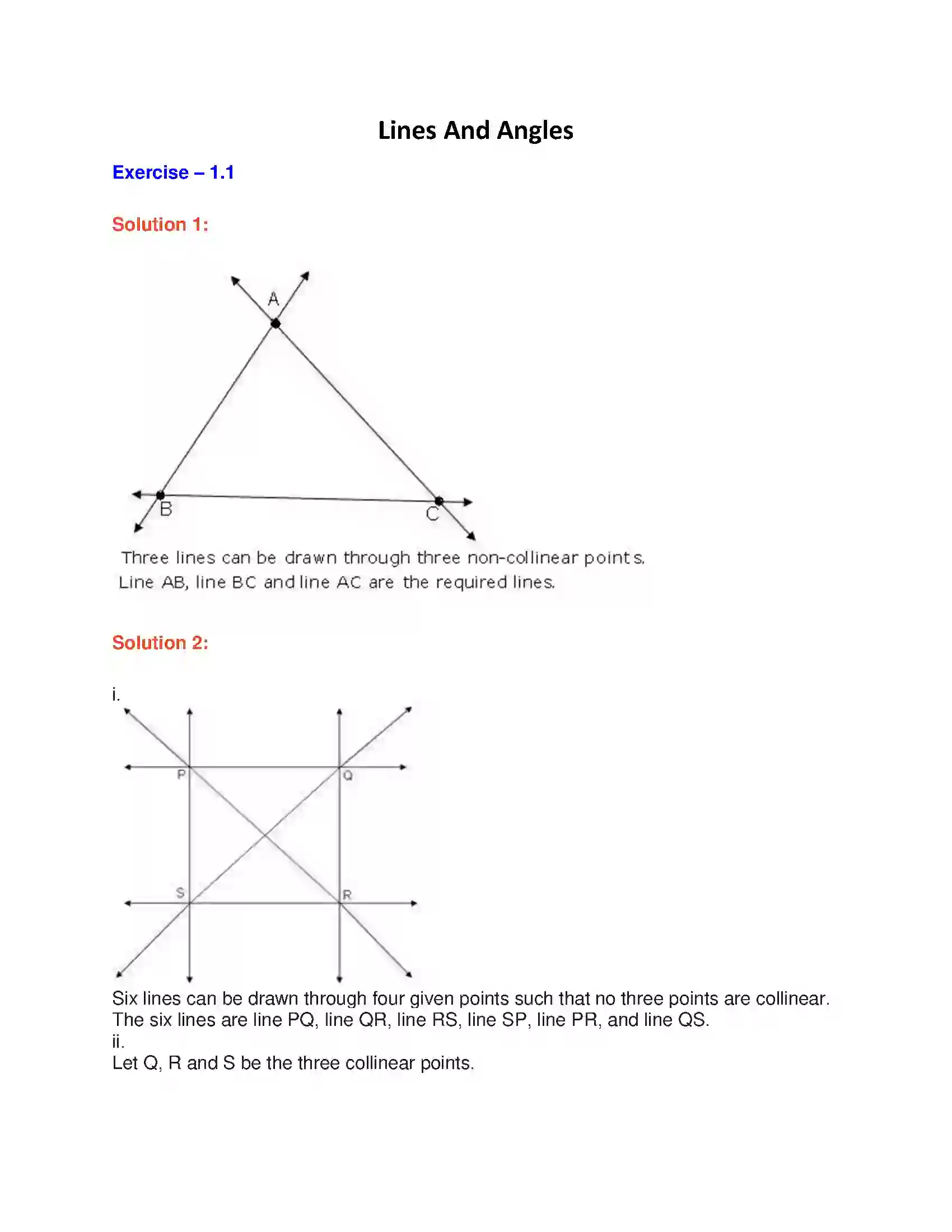 Maharashtra Board Class 9th Geometry Lines And Angles Solution 1