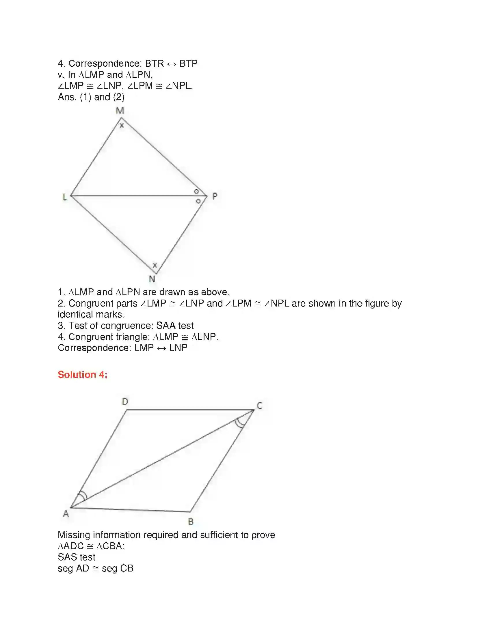Maharashtra Board Class 9th Geometry Congruence of Triangles Solution 11
