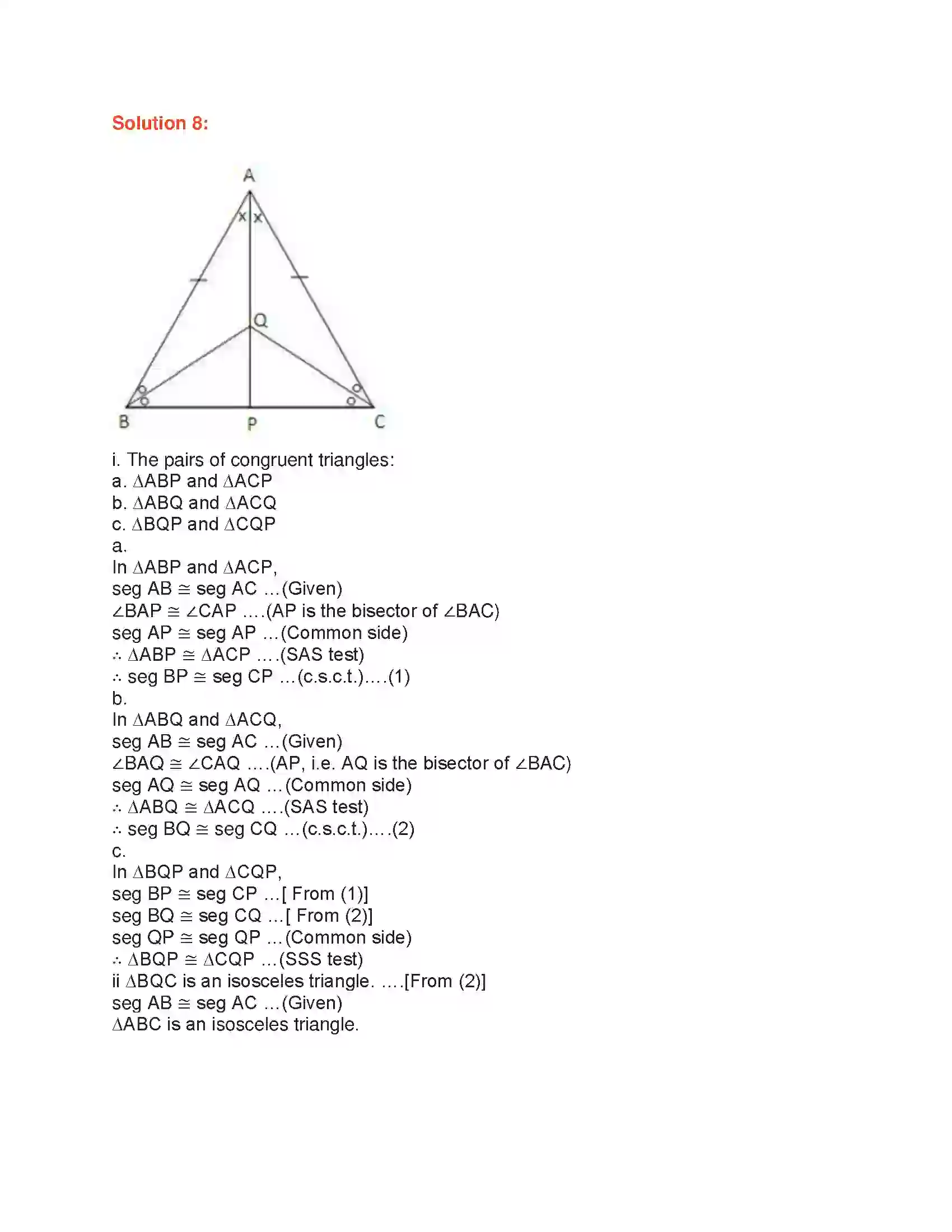 Maharashtra Board Class 9th Geometry Congruence of Triangles Solution 14