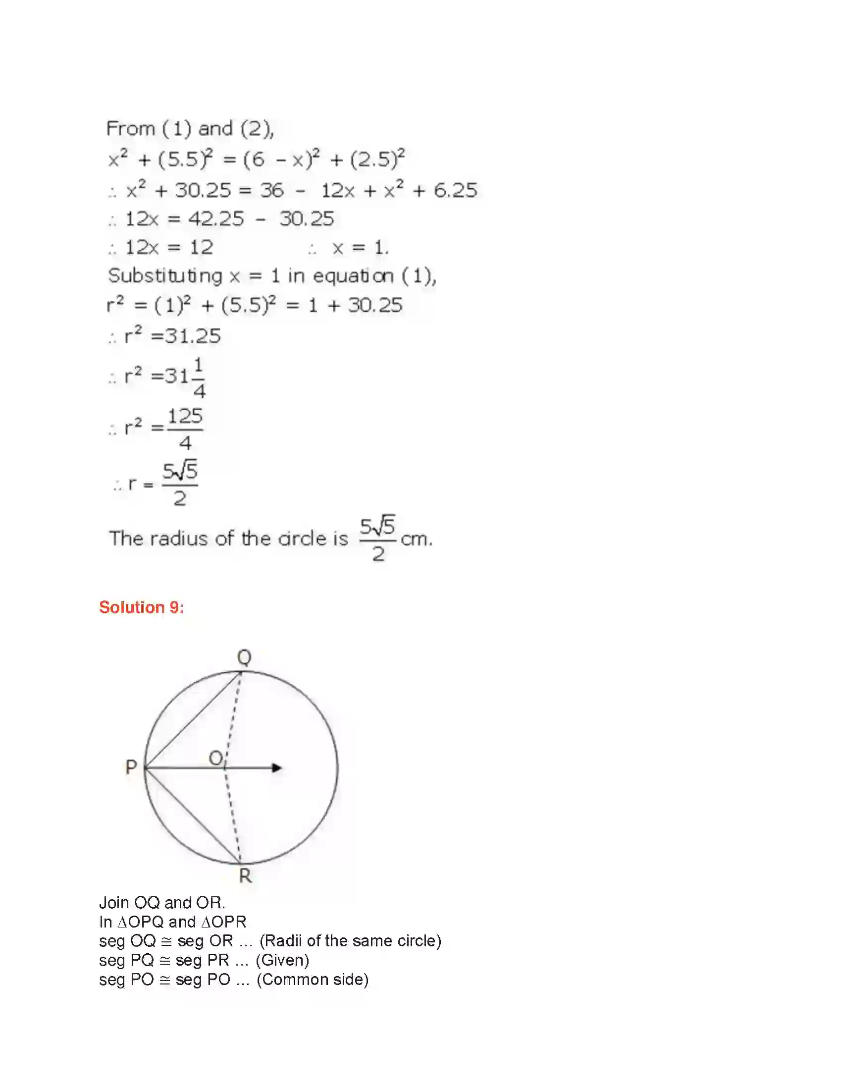 Maharashtra Board Class 9th Geometry Circle Solution 5