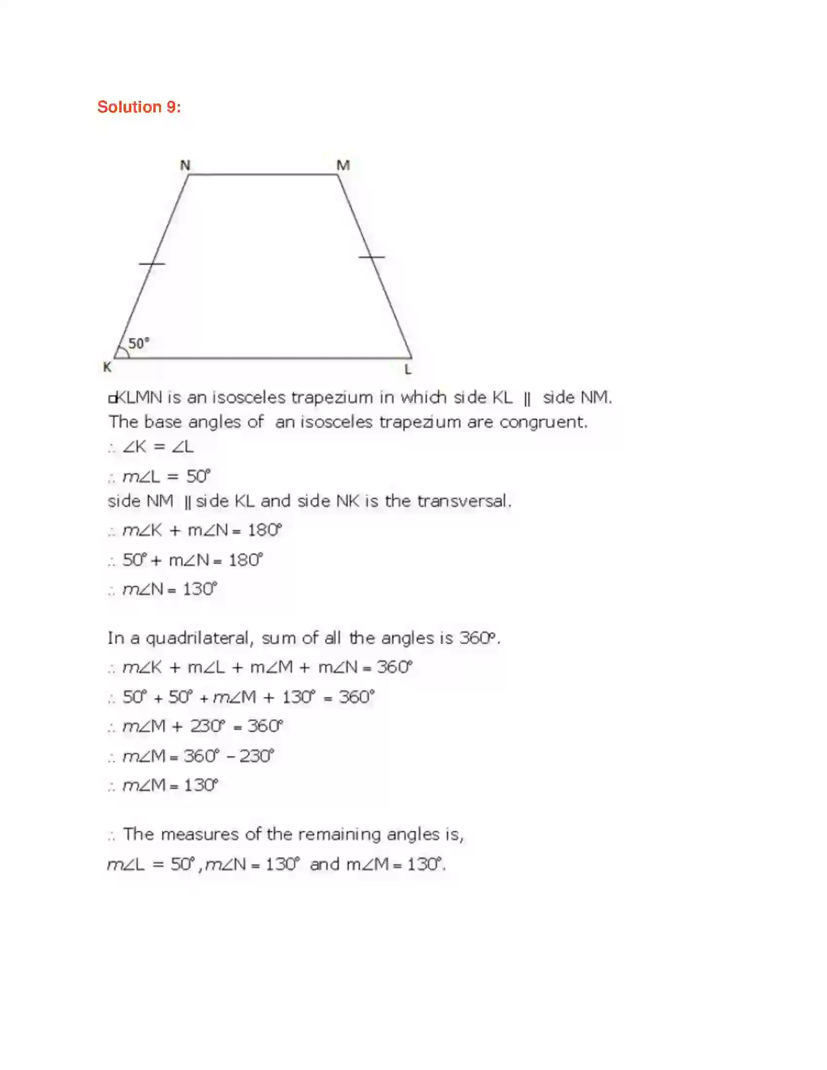 Maharashtra Board Class 9th Geometry Quadrilaterals Solution 20