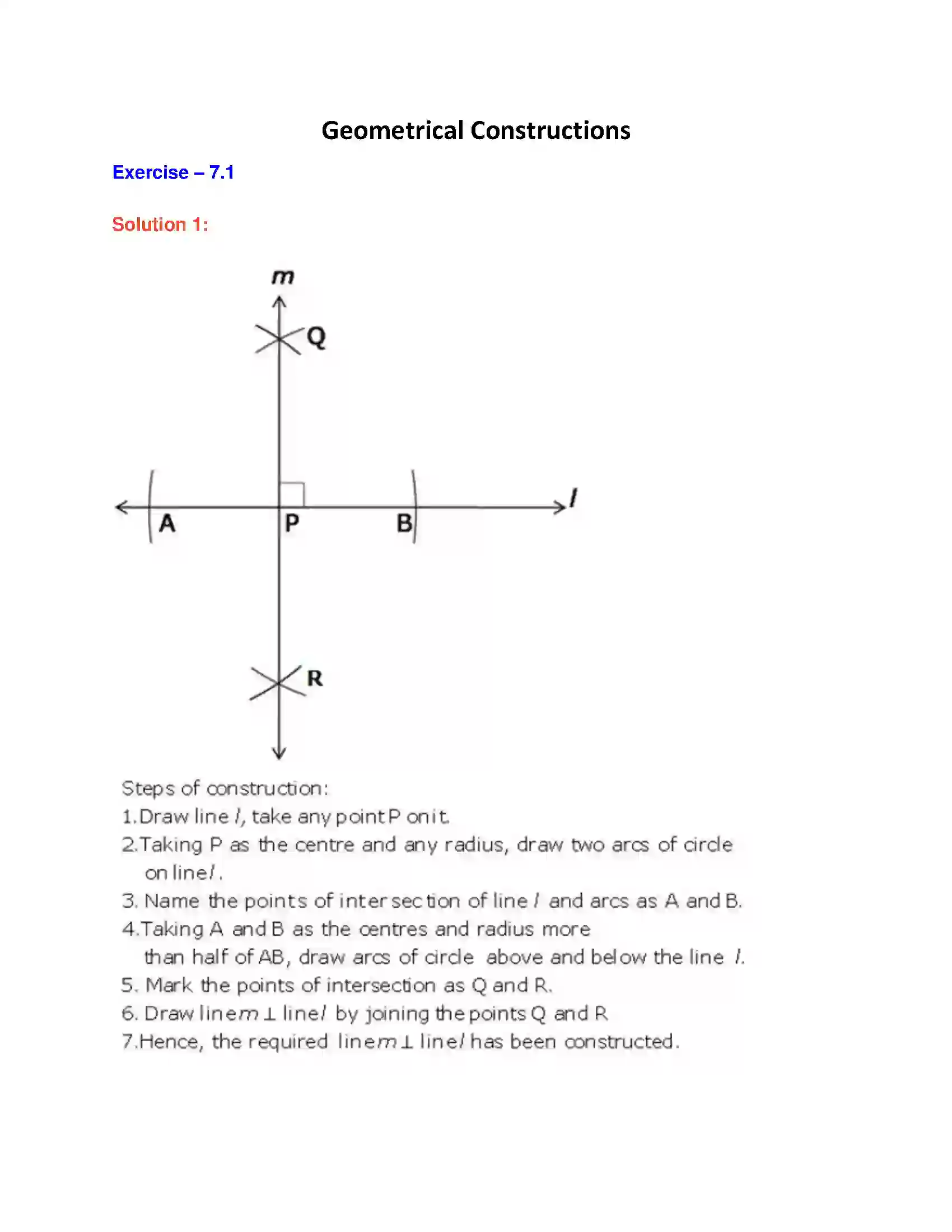 Maharashtra Board Class 9th Geometry Geometrical Constructions Solution 1