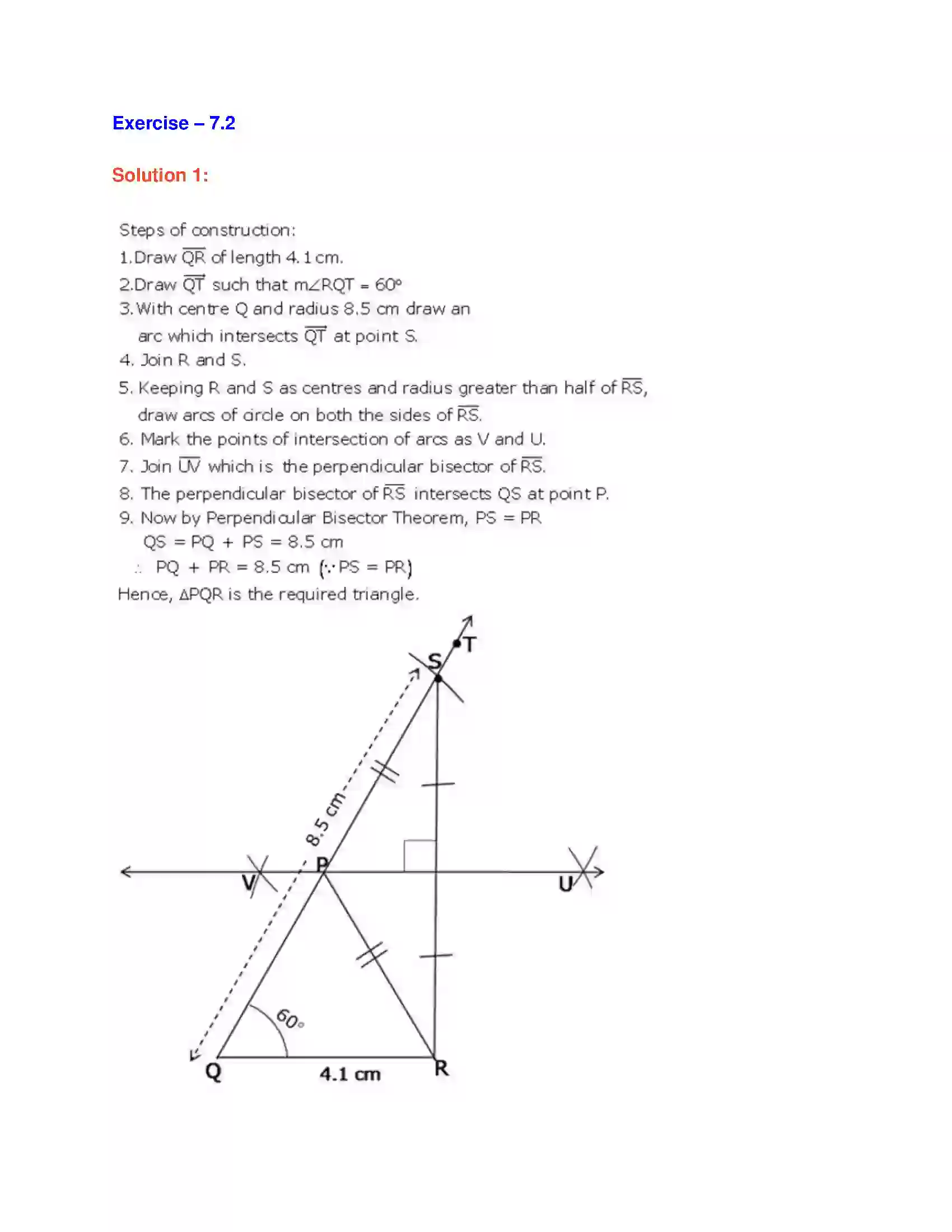 Maharashtra Board Class 9th Geometry Geometrical Constructions Solution 7