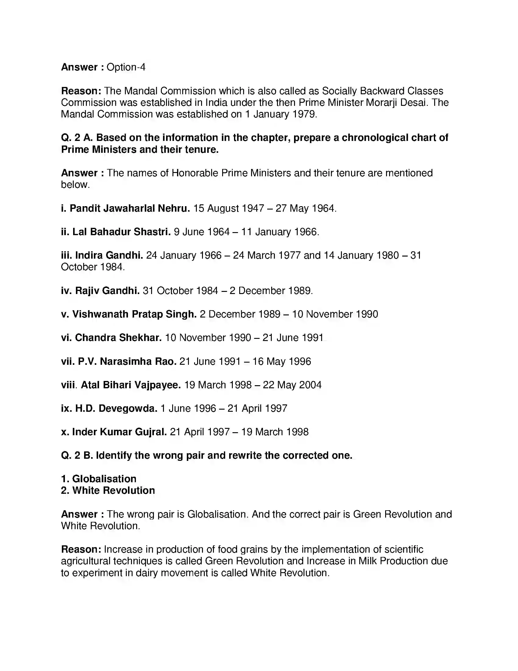 Maharashtra Board Class 9th History - English Medium India: Events after 1960 Solution 2