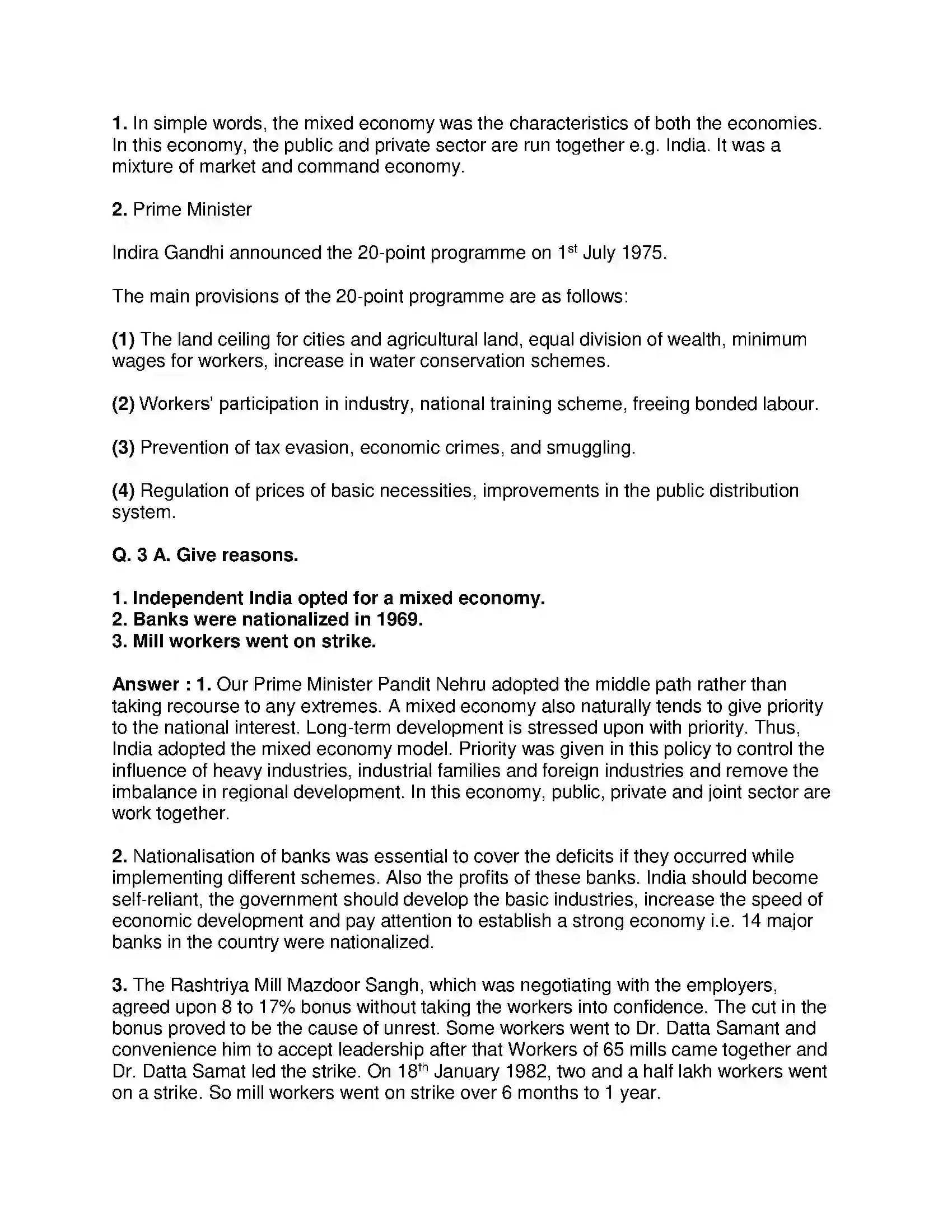 Maharashtra Board Class 9th History - English Medium Economic Development Solution 3