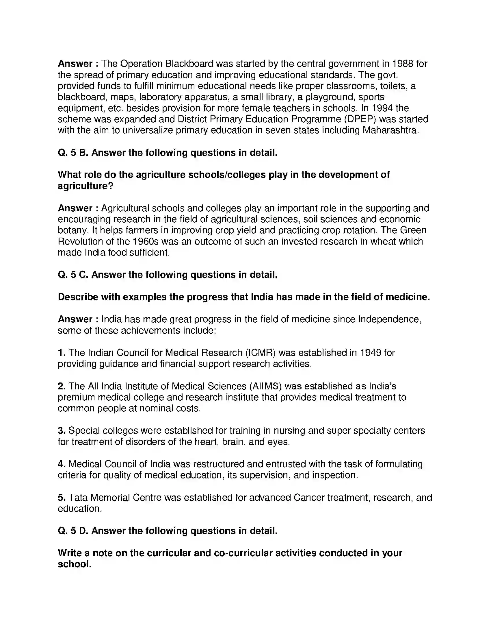 Maharashtra Board Class 9th History - English Medium Education Solution 5