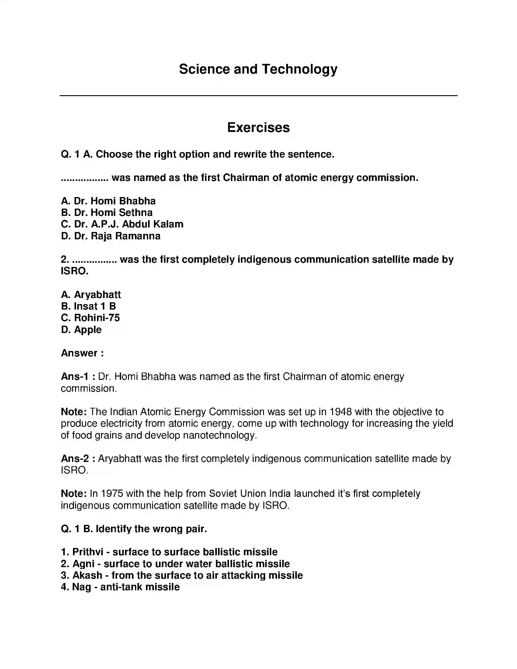 Maharashtra Board Class 9th History - English Medium Science and Technology Solution 1
