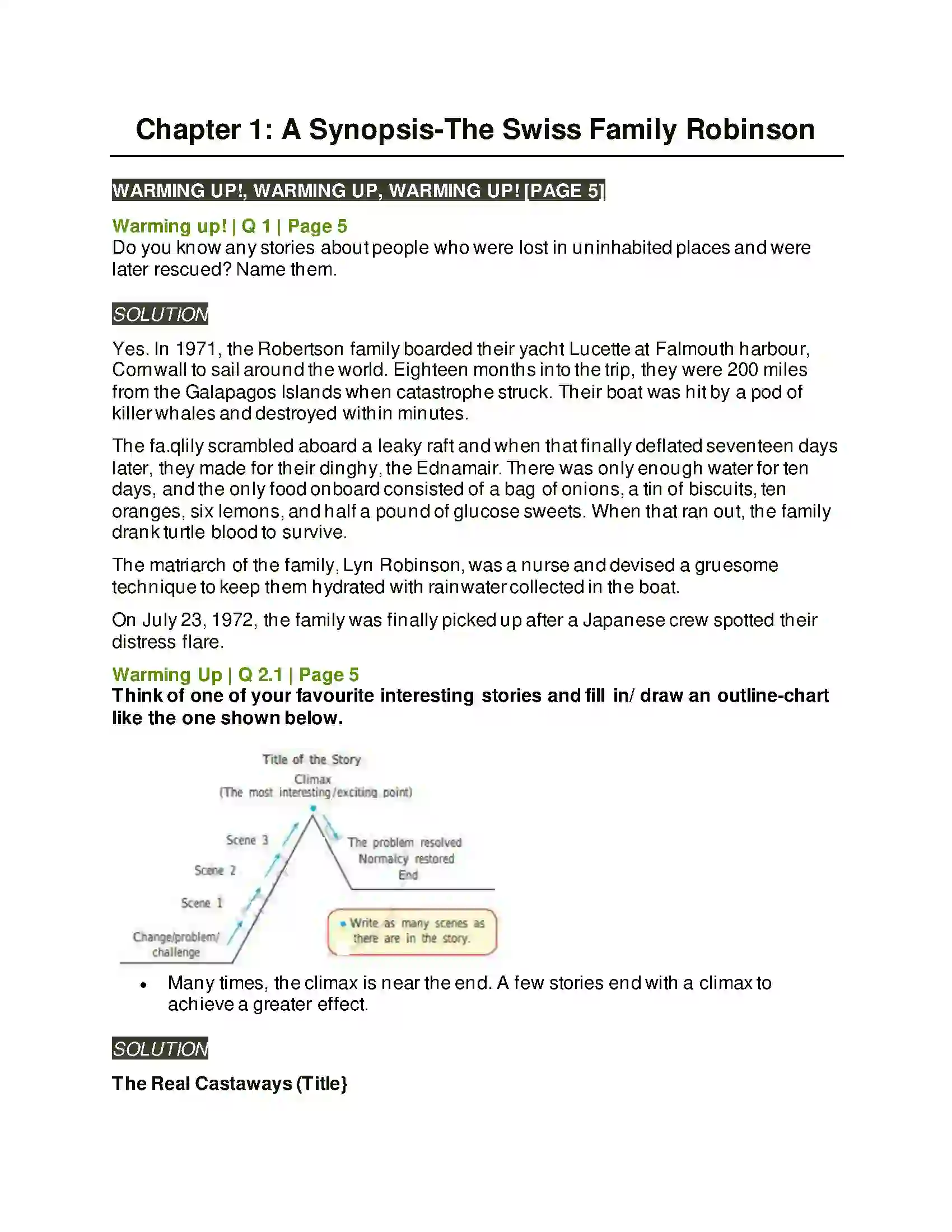 Maharashtra Board Class 9th Kumarbharati - English Medium 1.2 A Synopsis-The Swiss Family Robinson Solution 1