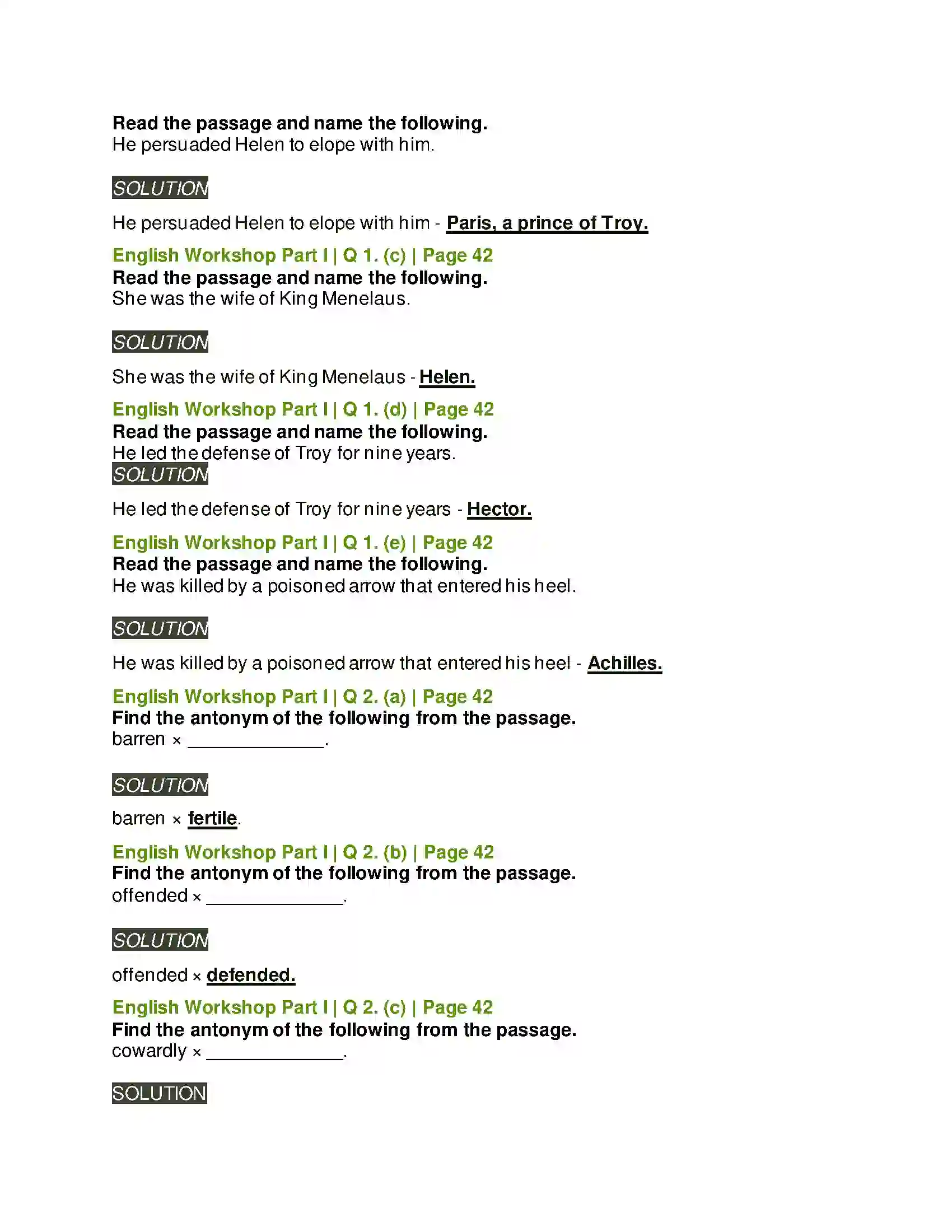 Maharashtra Board Class 9th Kumarbharati - English Medium 2.4 The Fall of Troy Solution 3