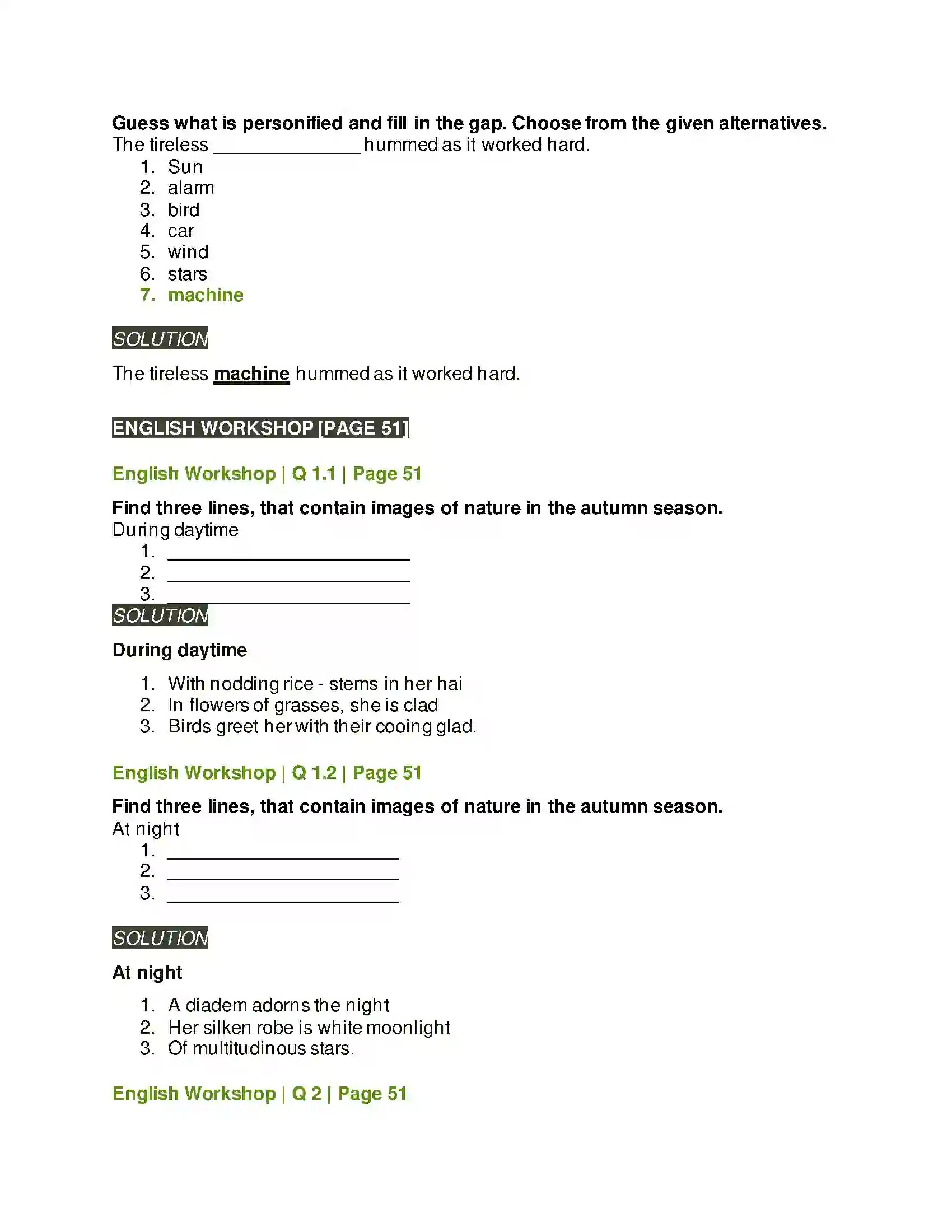 Maharashtra Board Class 9th Kumarbharati - English Medium 2.5 Autumn Solution 5