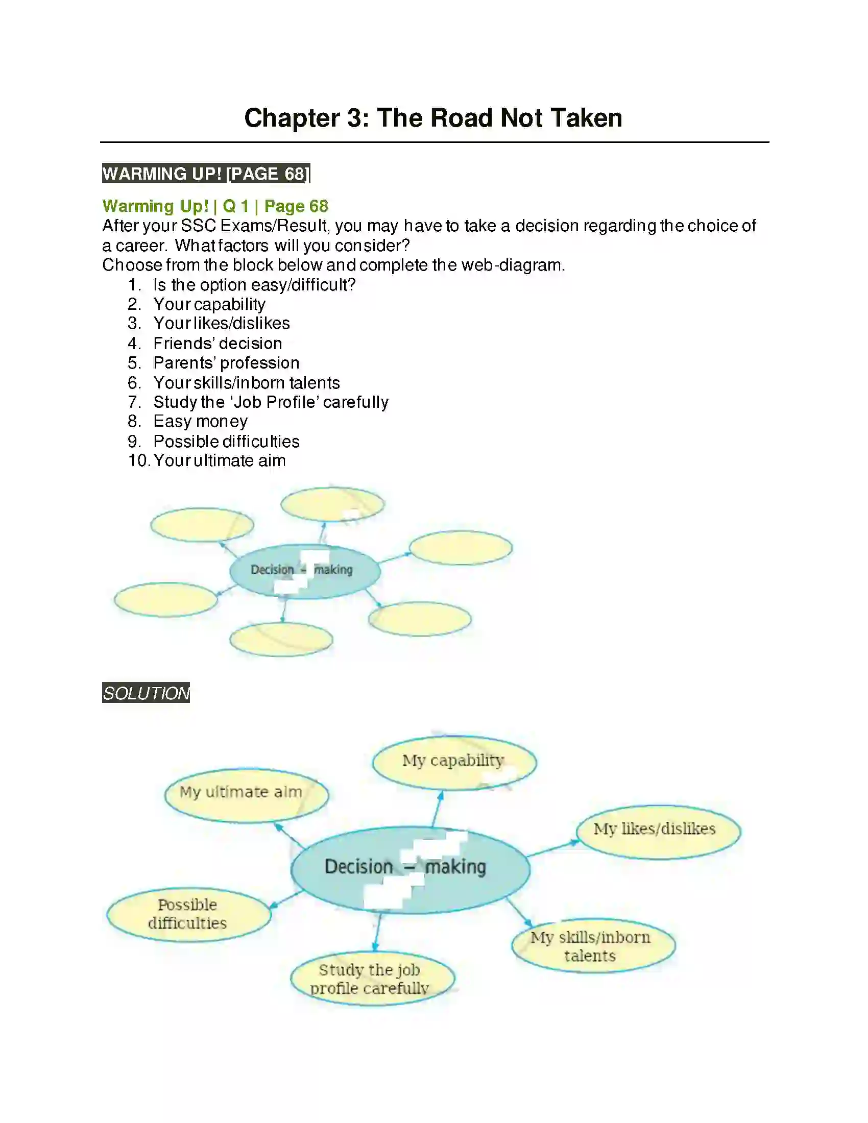 Maharashtra Board Class 9th Kumarbharati - English Medium 3.3 The Road Not Taken Solution 1