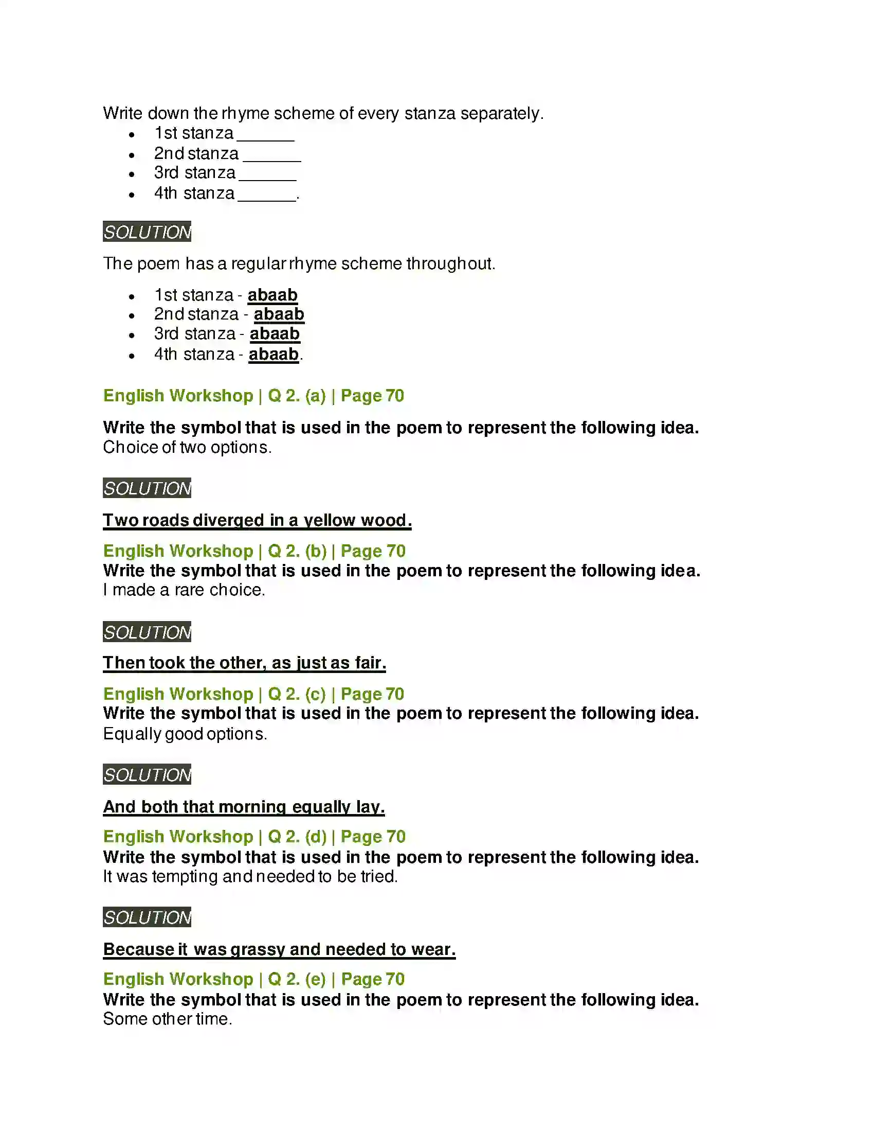 Maharashtra Board Class 9th Kumarbharati - English Medium 3.3 The Road Not Taken Solution 3