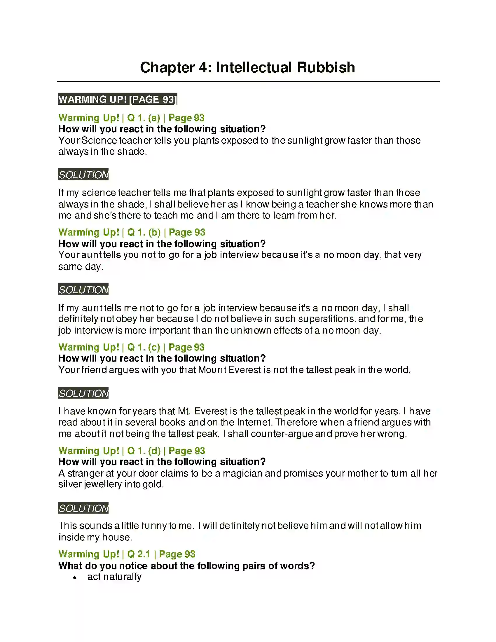 Maharashtra Board Class 9th Kumarbharati - English Medium 4.3 Intellectual Rubbish Solution 1