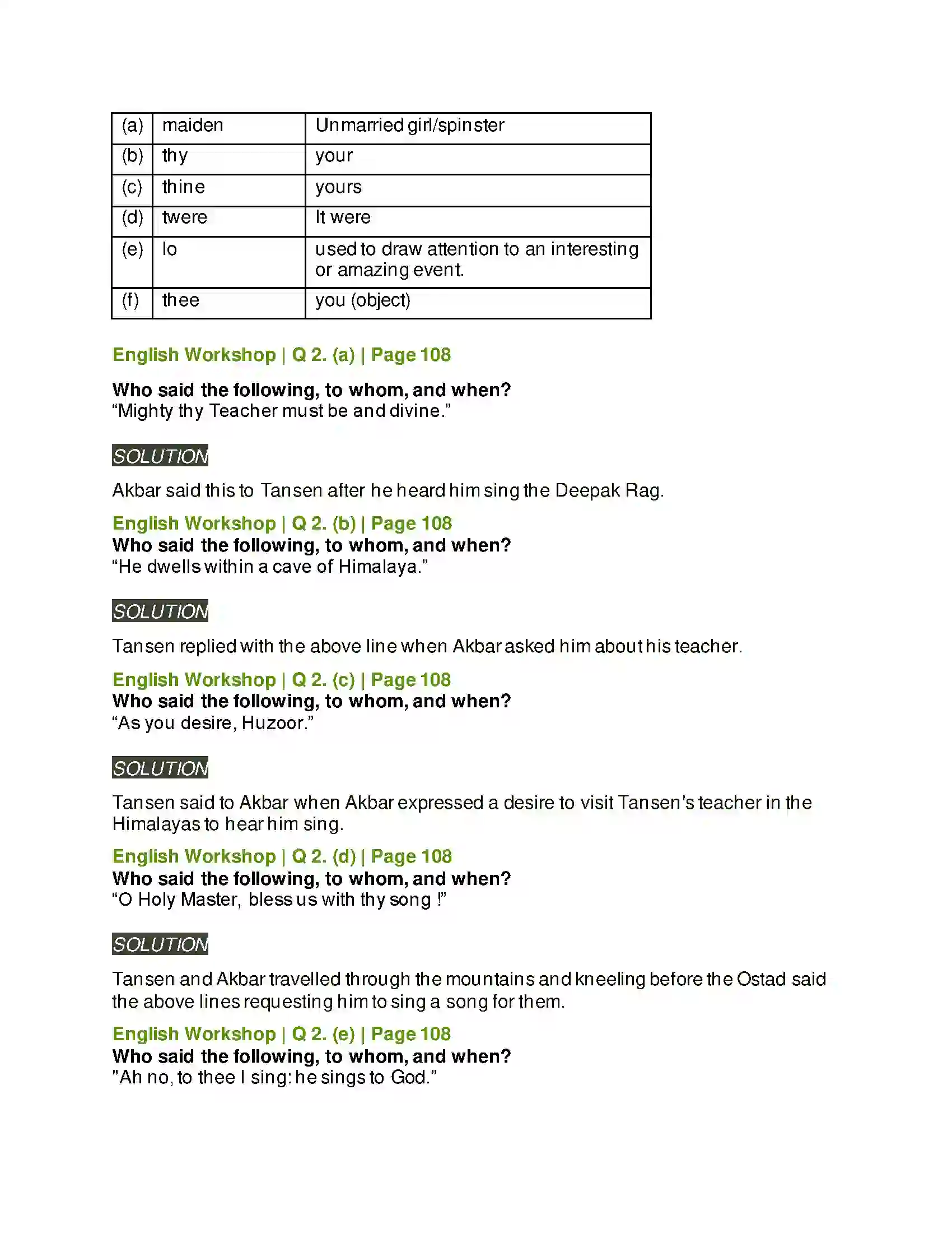 Maharashtra Board Class 9th Kumarbharati - English Medium 4.5 Tansen Solution 5