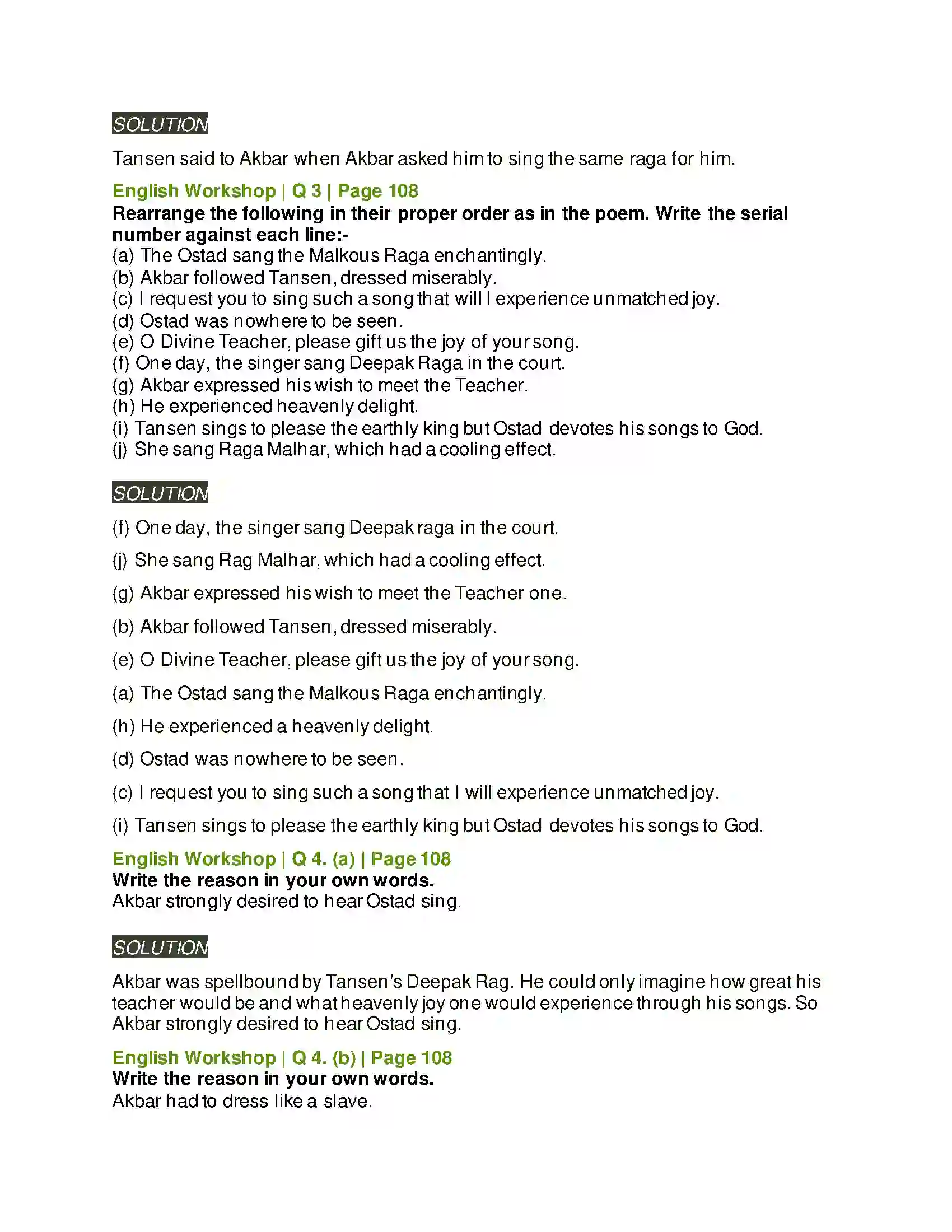 Maharashtra Board Class 9th Kumarbharati - English Medium 4.5 Tansen Solution 6