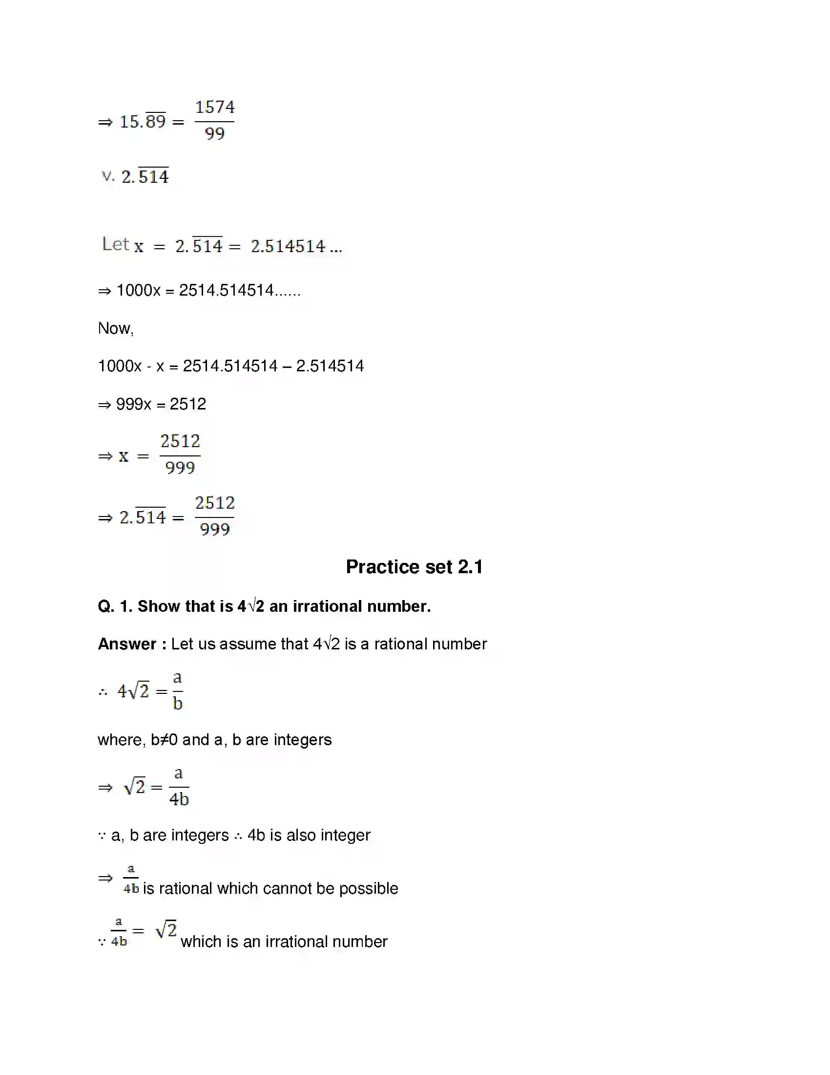 Maharashtra Board Class 9th Mathematics Part-I - English Medium Real Numbers Solution 5