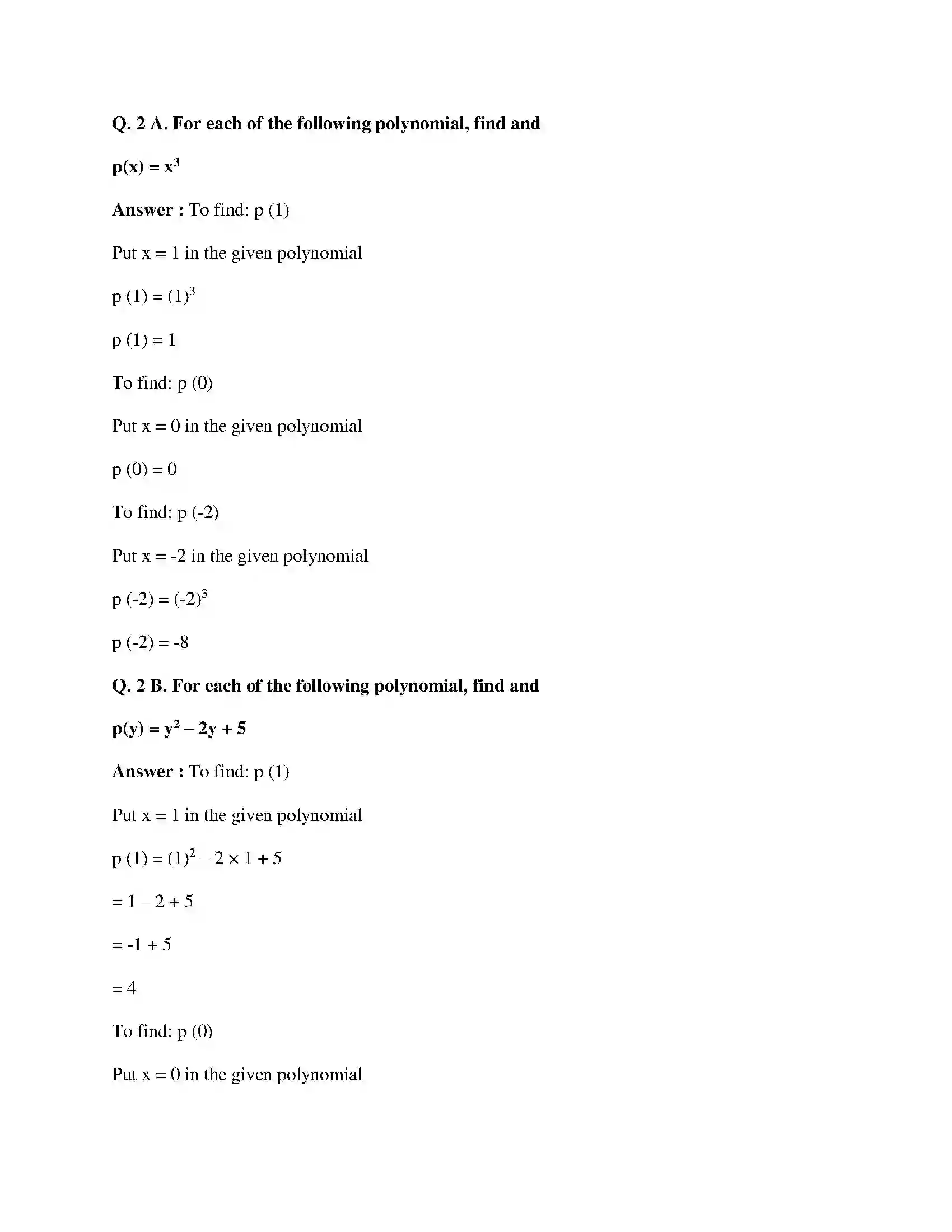 Maharashtra Board Class 9th Mathematics Part-I - English Medium Polynomials Solution 23