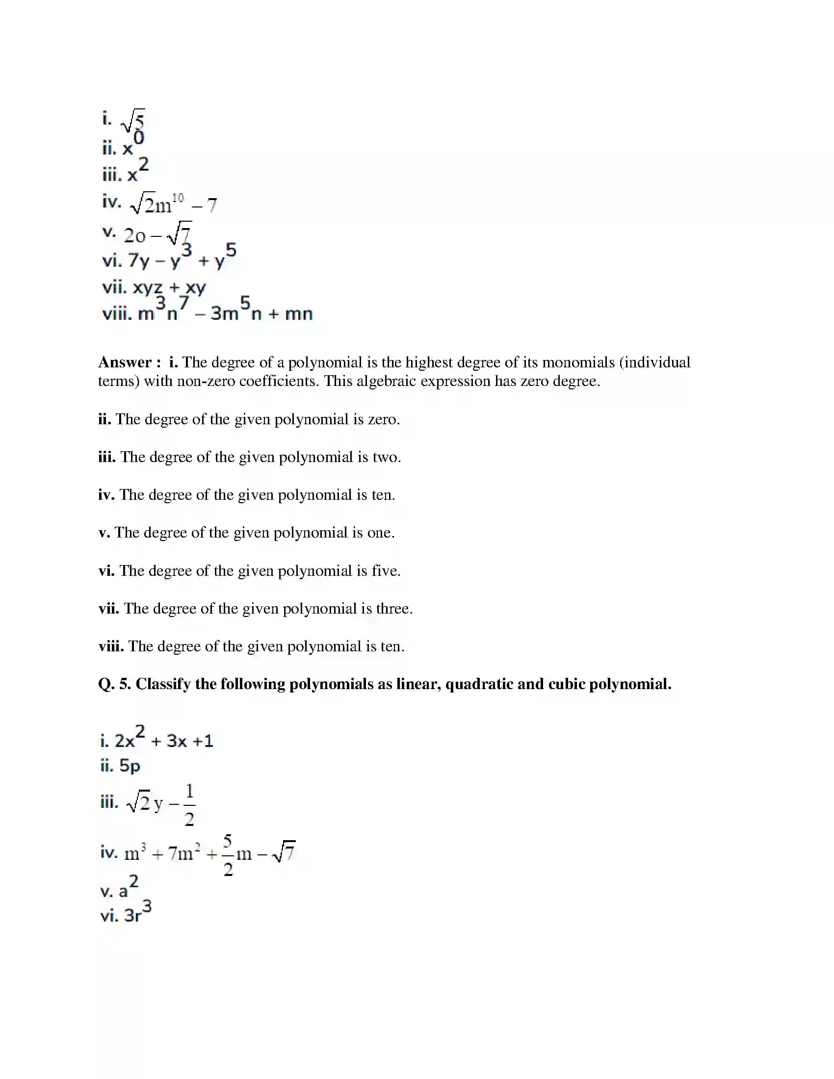 Maharashtra Board Class 9th Mathematics Part-I - English Medium Polynomials Solution 3