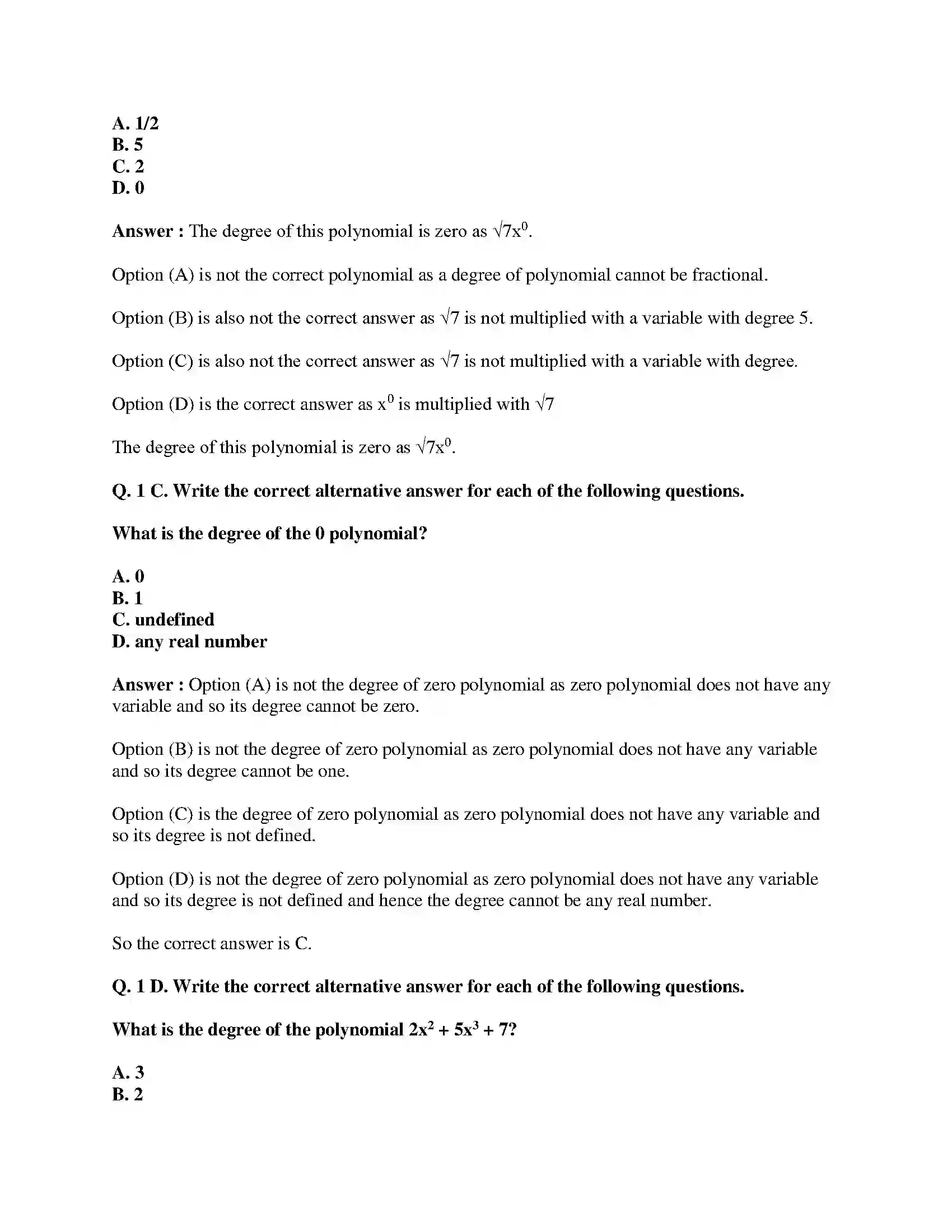 Maharashtra Board Class 9th Mathematics Part-I - English Medium Polynomials Solution 39