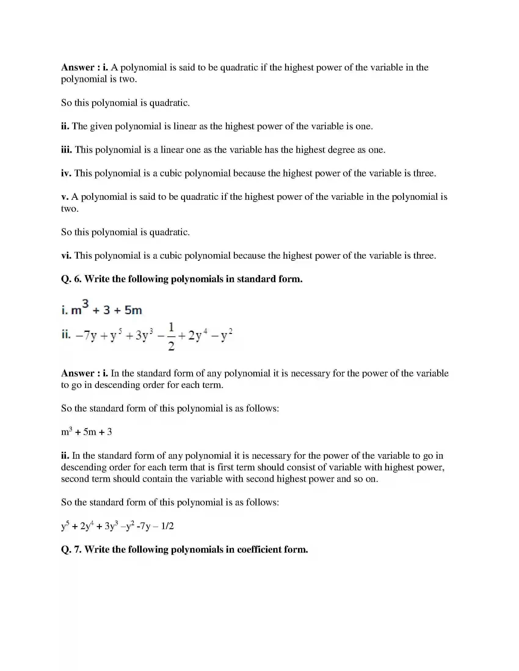 Maharashtra Board Class 9th Mathematics Part-I - English Medium Polynomials Solution 4