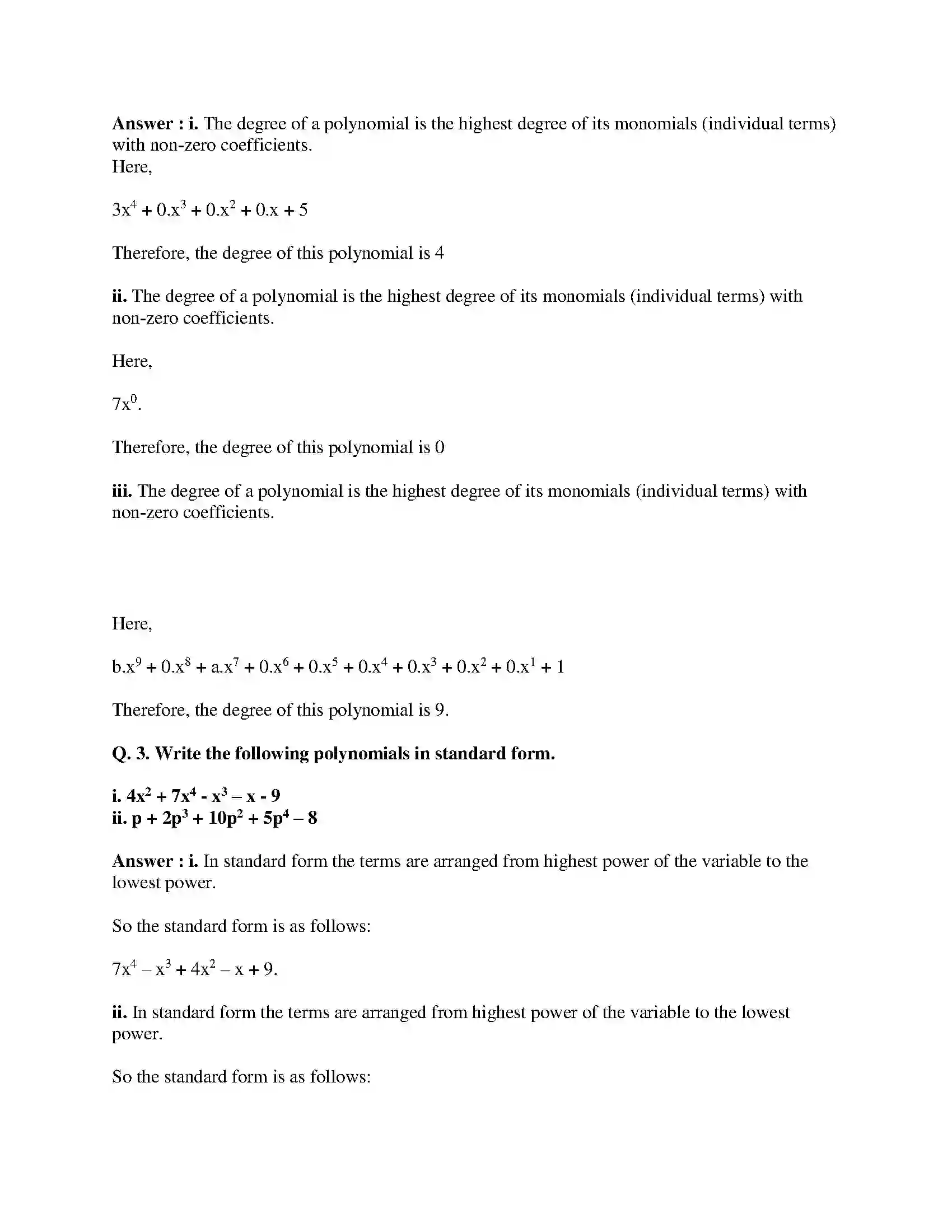 Maharashtra Board Class 9th Mathematics Part-I - English Medium Polynomials Solution 44