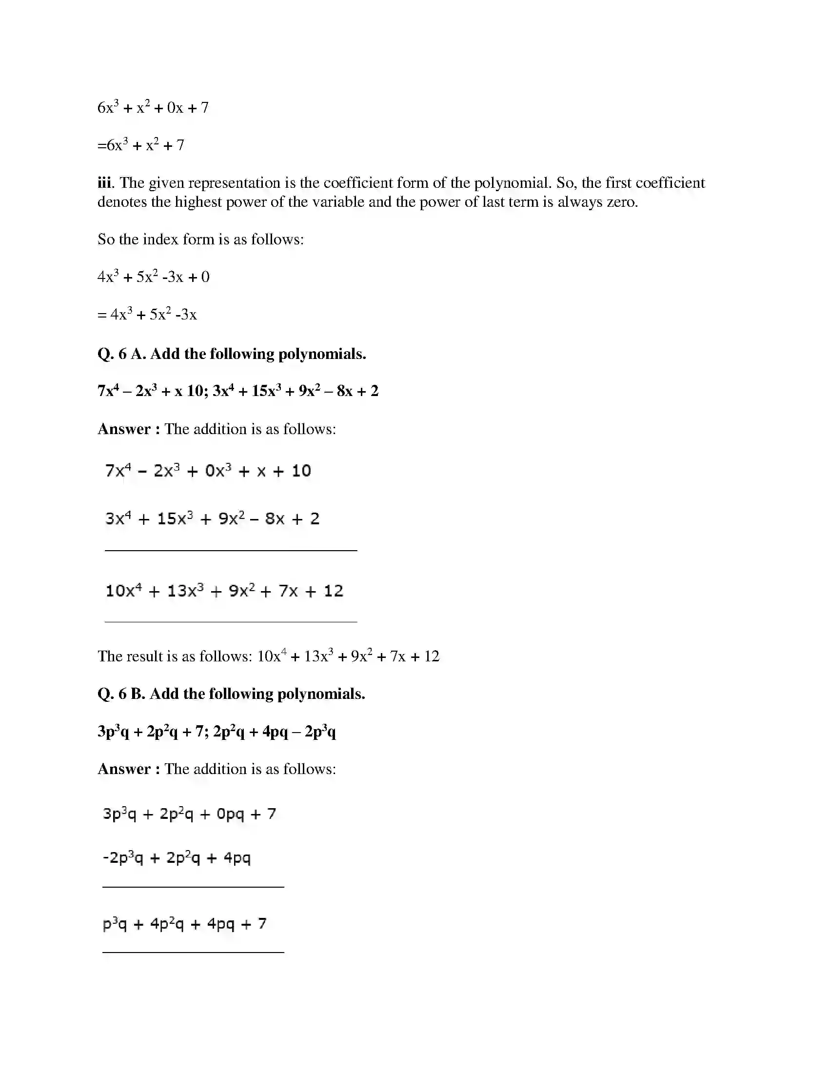 Maharashtra Board Class 9th Mathematics Part-I - English Medium Polynomials Solution 46