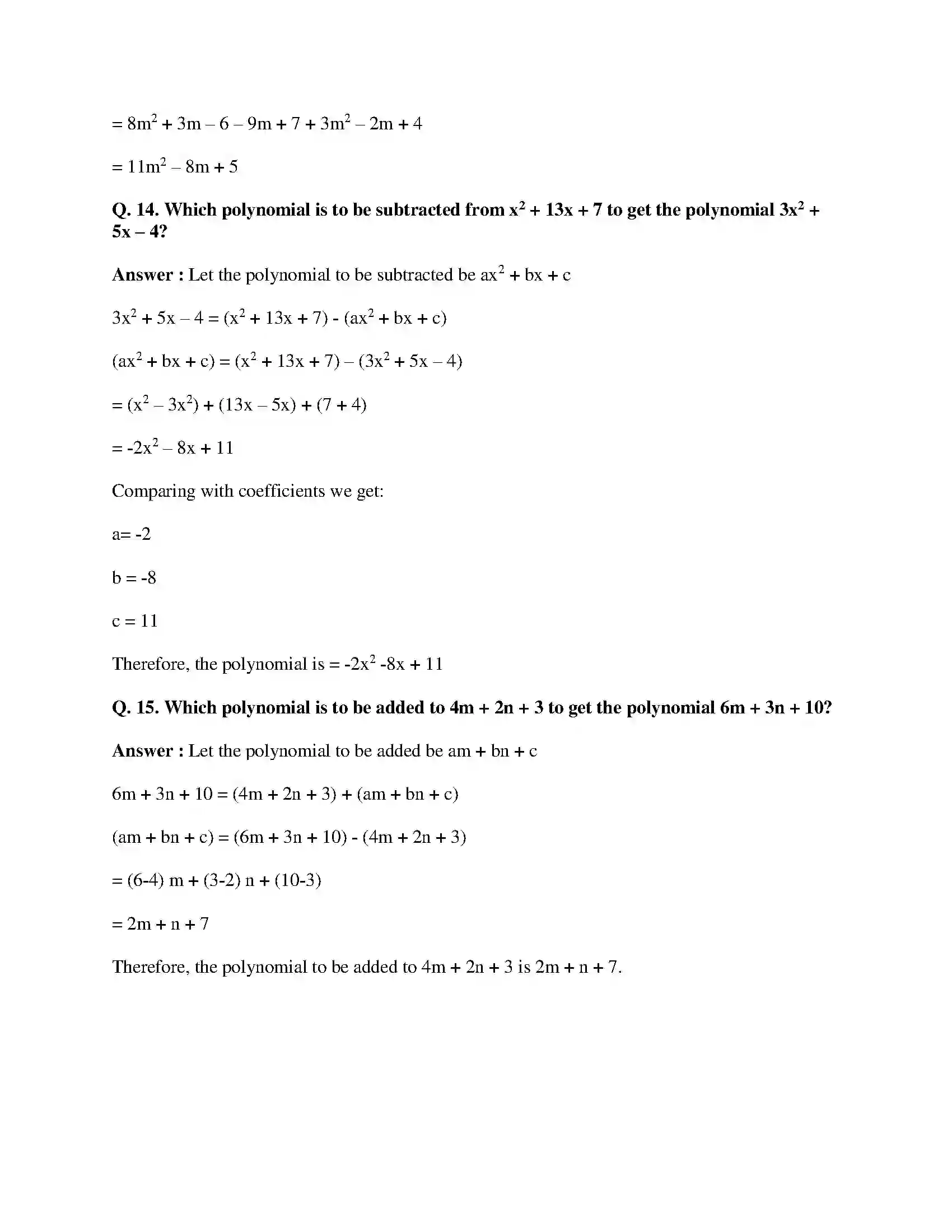 Maharashtra Board Class 9th Mathematics Part-I - English Medium Polynomials Solution 51