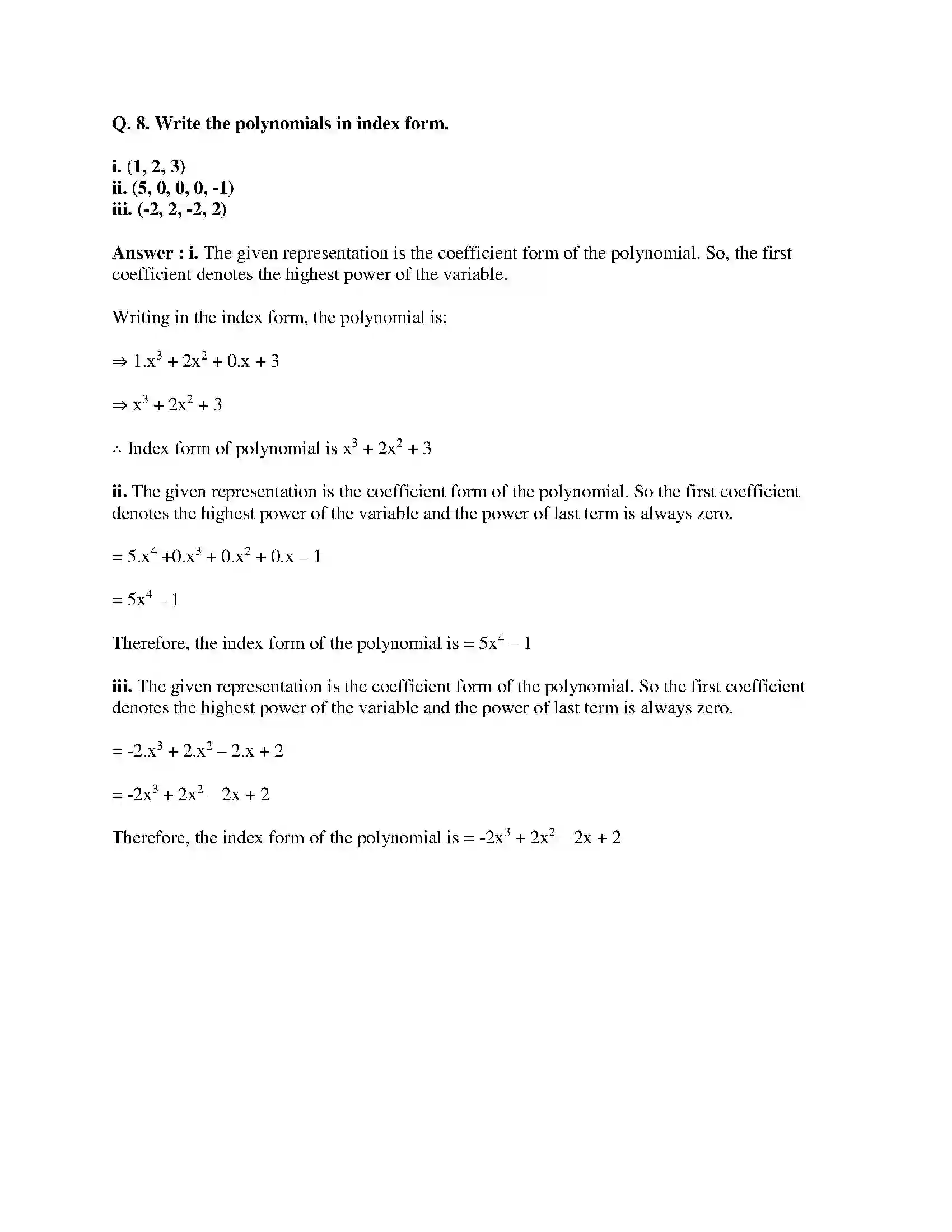 Maharashtra Board Class 9th Mathematics Part-I - English Medium Polynomials Solution 6