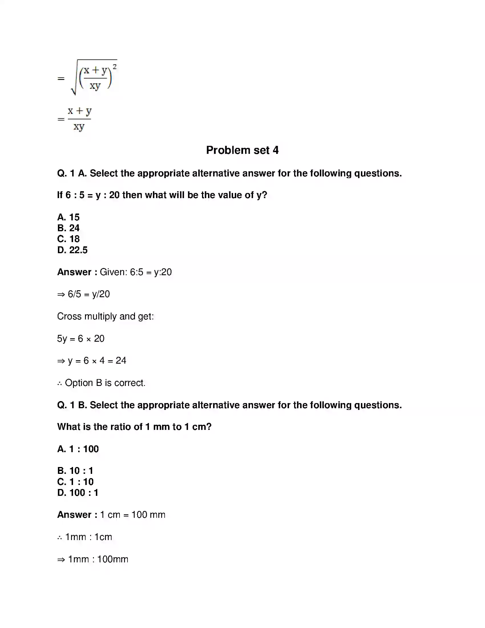 Maharashtra Board Class 9th Mathematics Part-I - English Medium Ratio and Proportion Solution 48