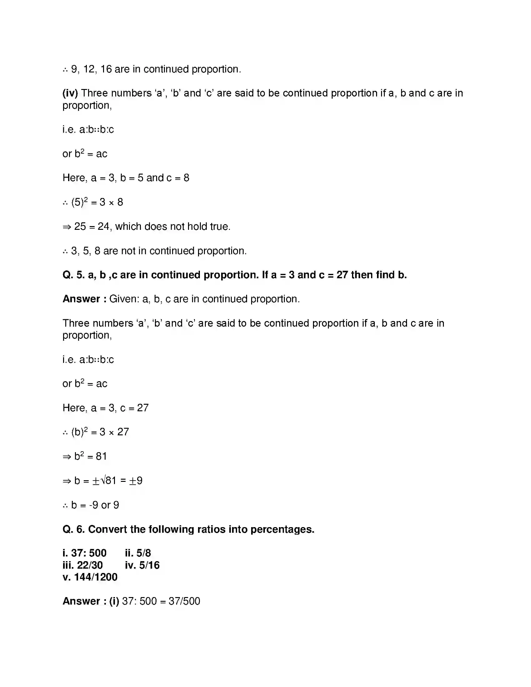 Maharashtra Board Class 9th Mathematics Part-I - English Medium Ratio and Proportion Solution 54