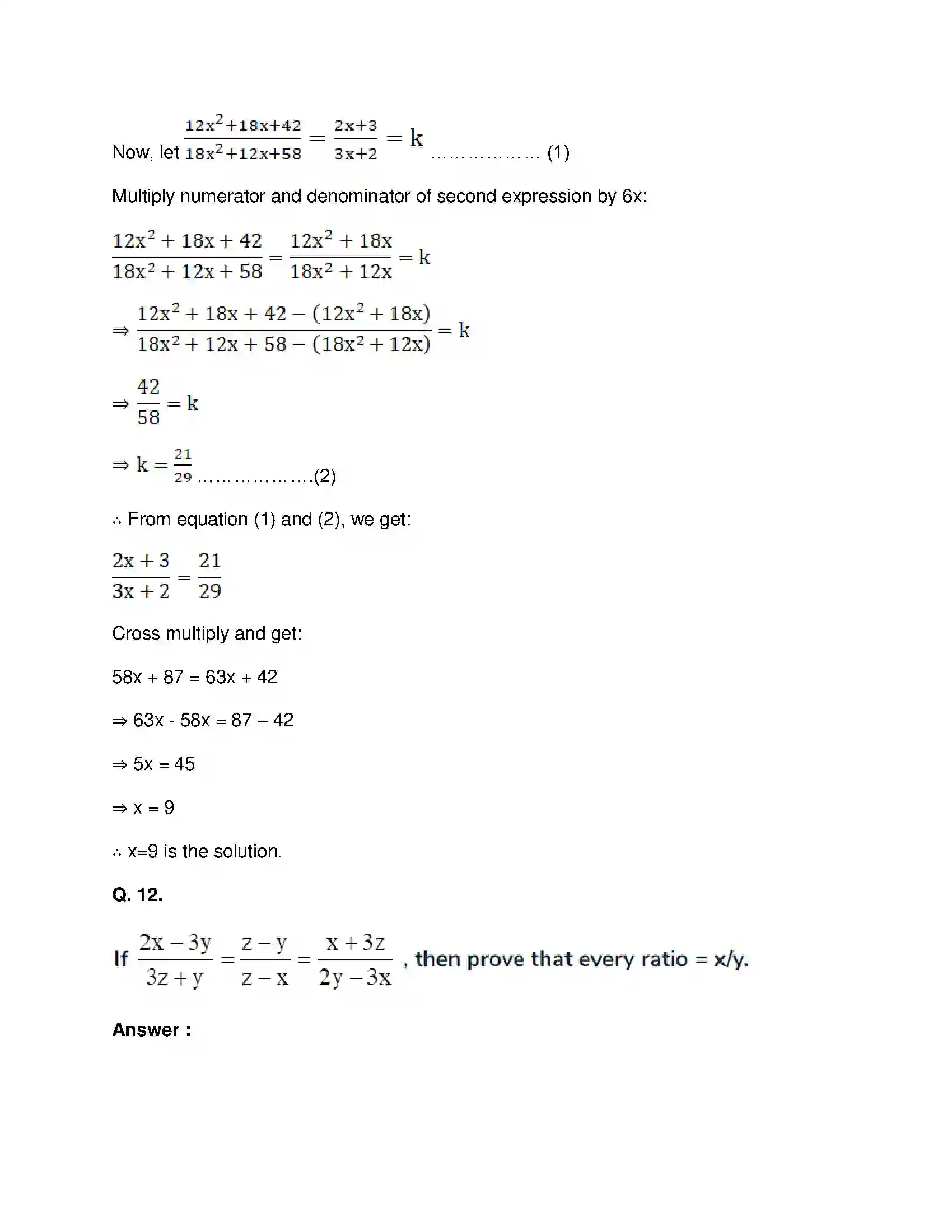 Maharashtra Board Class 9th Mathematics Part-I - English Medium Ratio and Proportion Solution 63