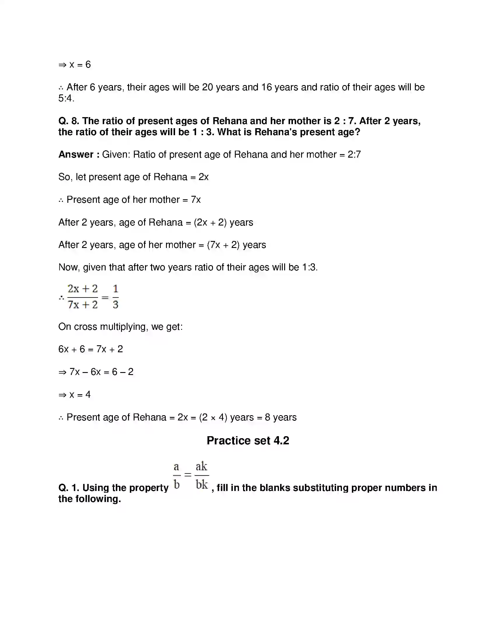 Maharashtra Board Class 9th Mathematics Part-I - English Medium Ratio and Proportion Solution 8