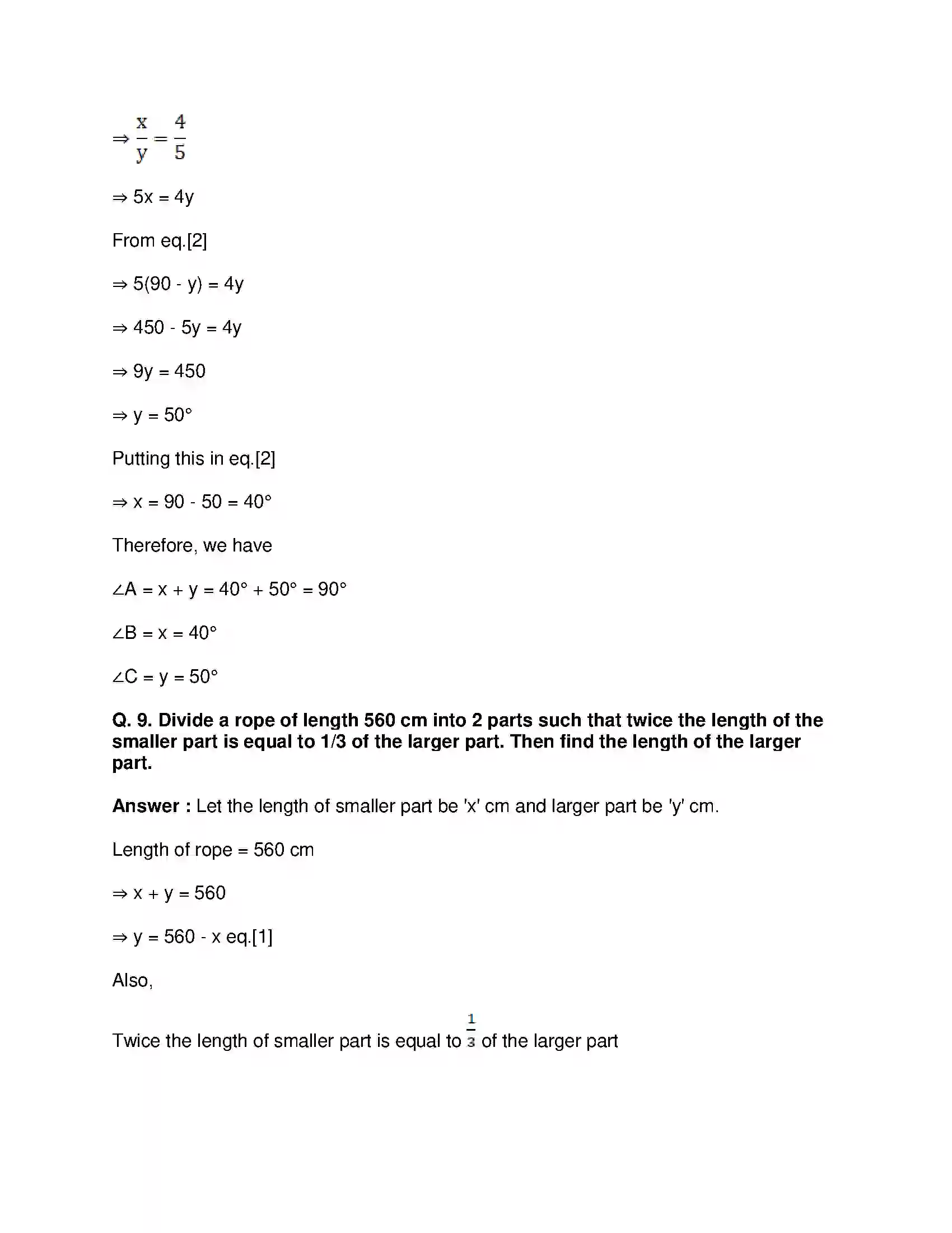 Maharashtra Board Class 9th Mathematics Part-I - English Medium Linear Equations in Two Variables Solution 13