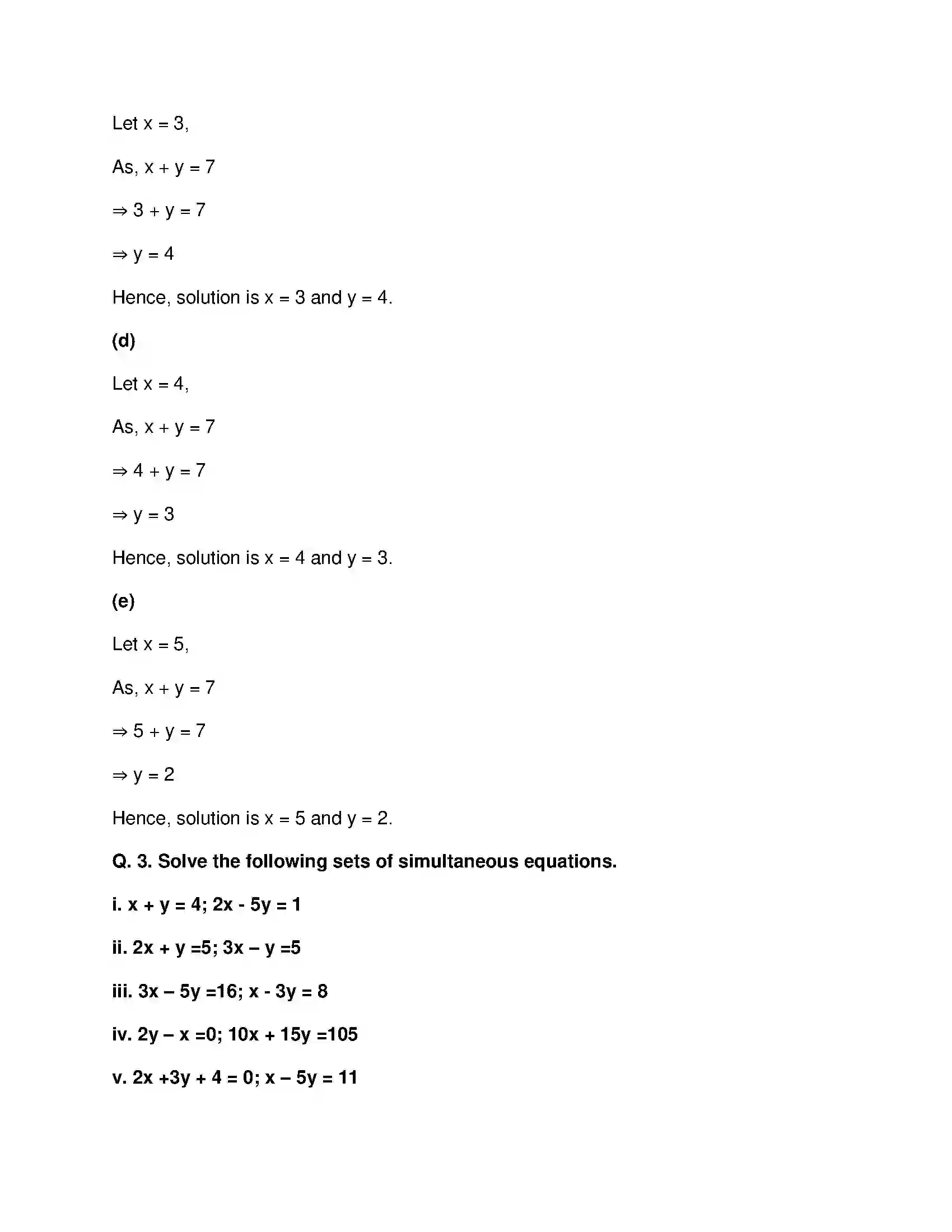 Maharashtra Board Class 9th Mathematics Part-I - English Medium Linear Equations in Two Variables Solution 2