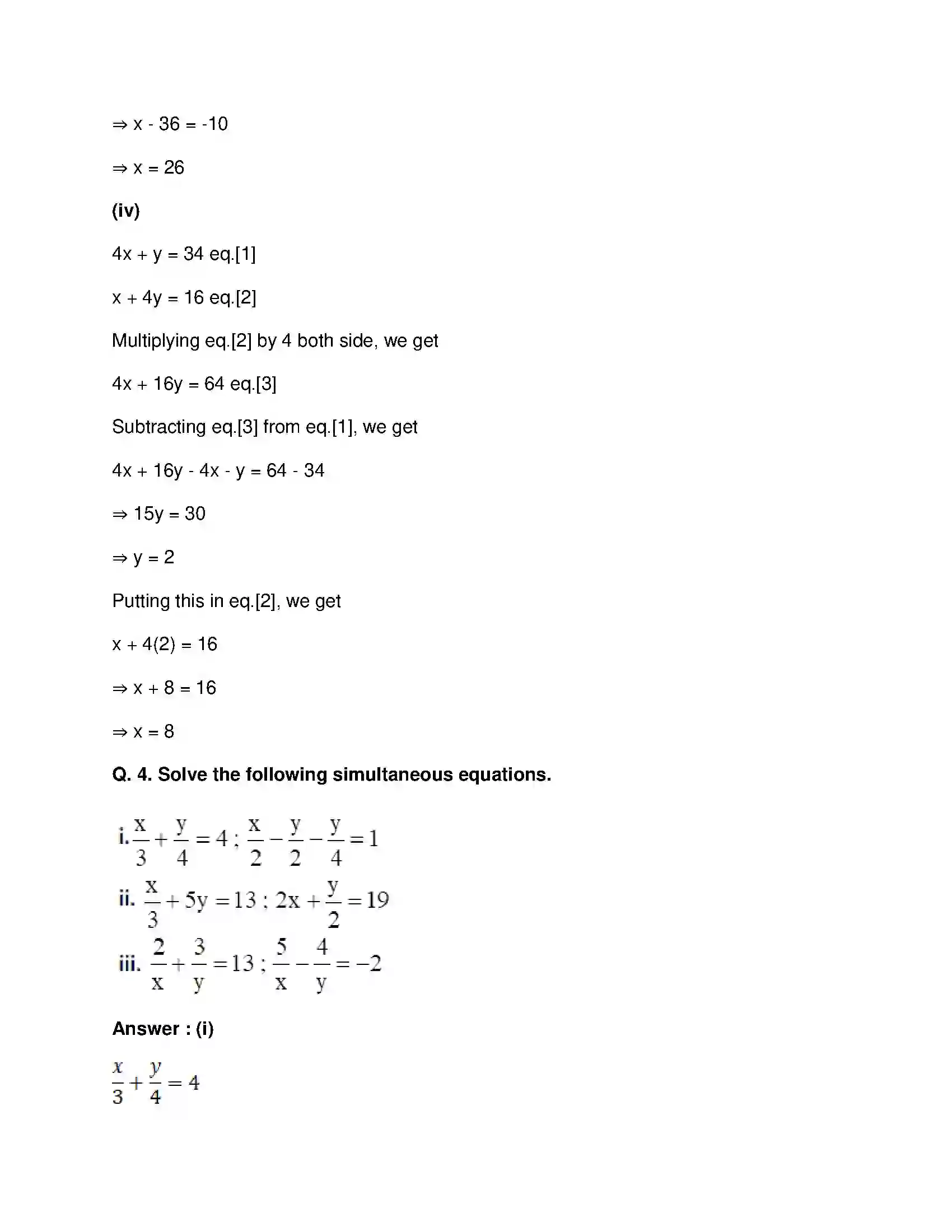 Maharashtra Board Class 9th Mathematics Part-I - English Medium Linear Equations in Two Variables Solution 22