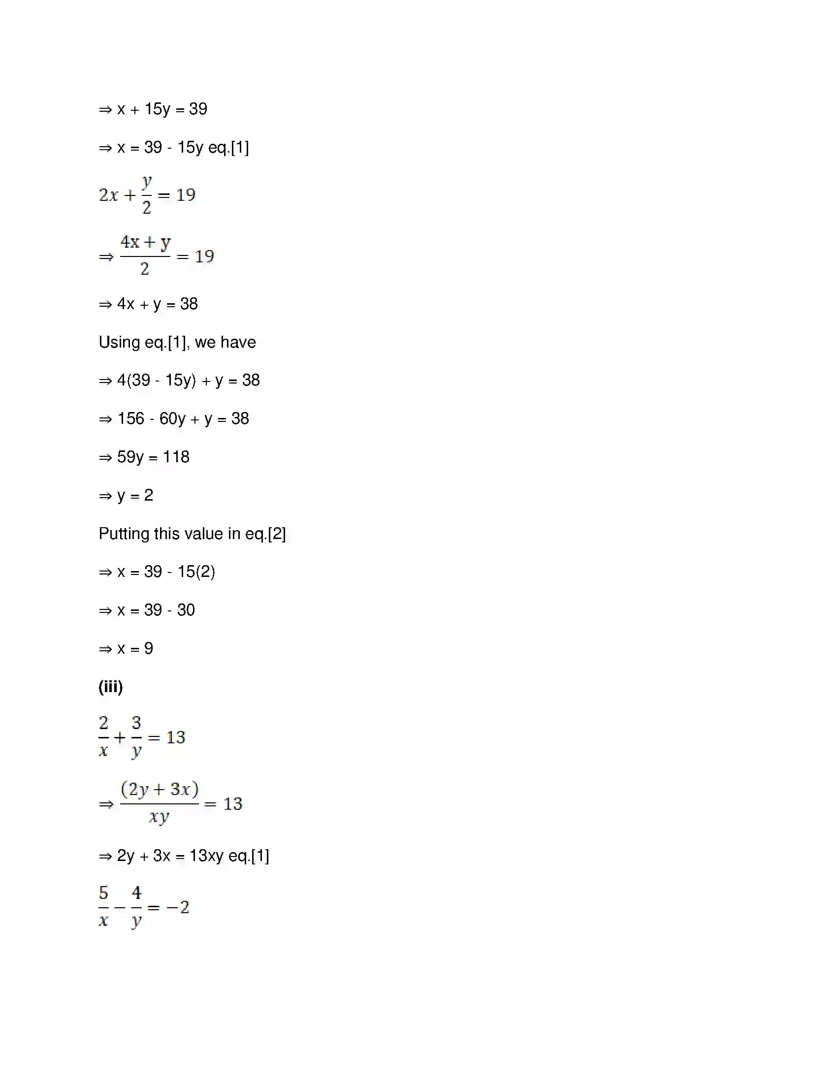 Maharashtra Board Class 9th Mathematics Part-I - English Medium Linear Equations in Two Variables Solution 24