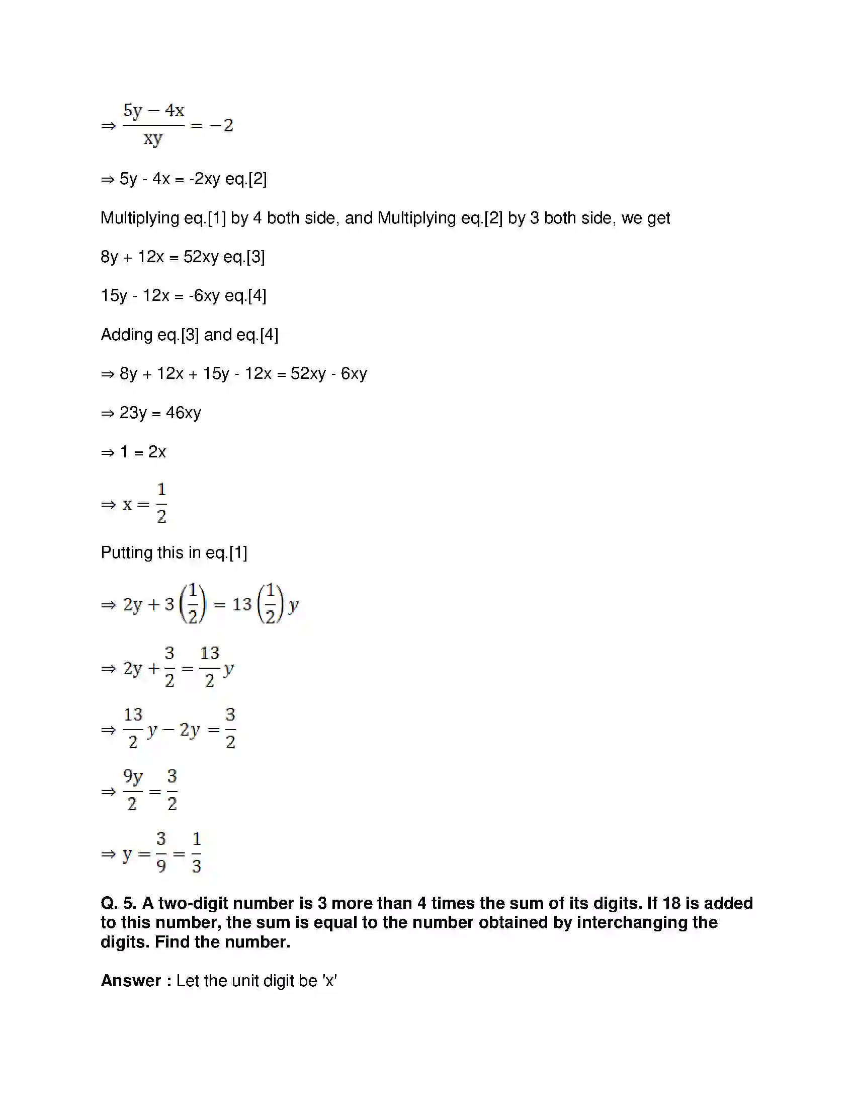 Maharashtra Board Class 9th Mathematics Part-I - English Medium Linear Equations in Two Variables Solution 25