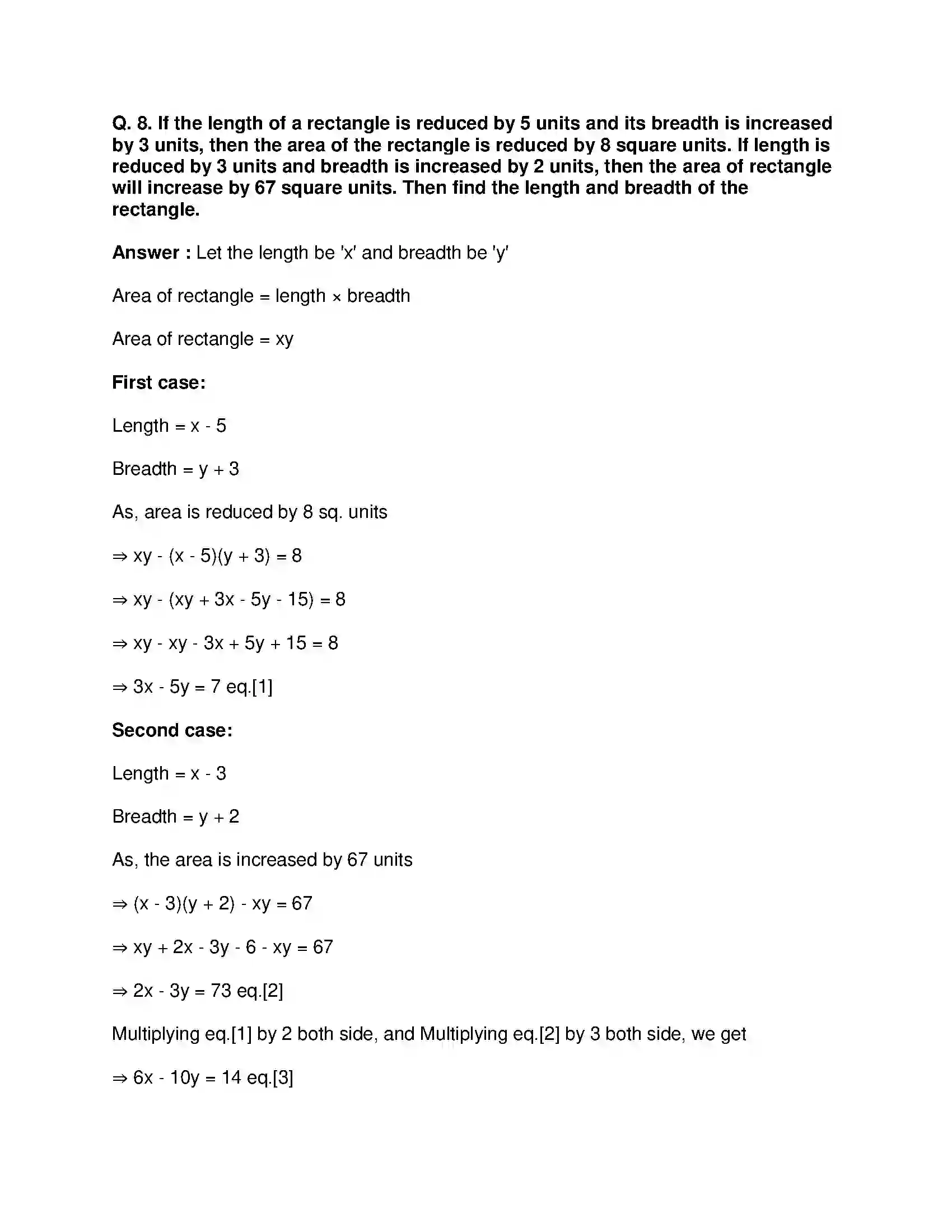 Maharashtra Board Class 9th Mathematics Part-I - English Medium Linear Equations in Two Variables Solution 29