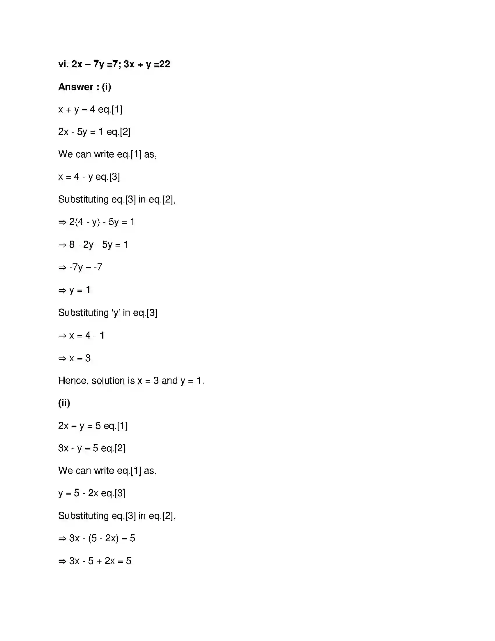 Maharashtra Board Class 9th Mathematics Part-I - English Medium Linear Equations in Two Variables Solution 3