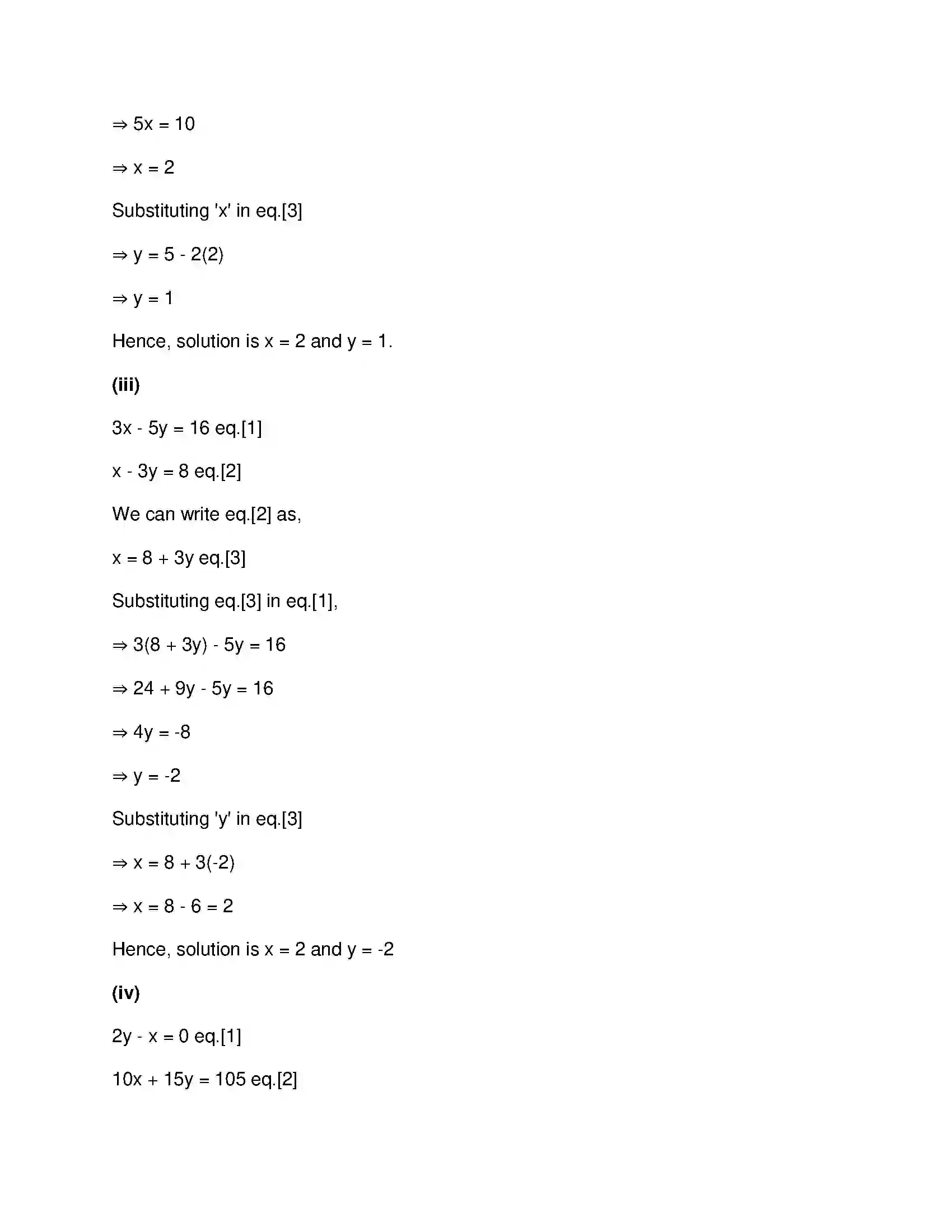 Maharashtra Board Class 9th Mathematics Part-I - English Medium Linear Equations in Two Variables Solution 4