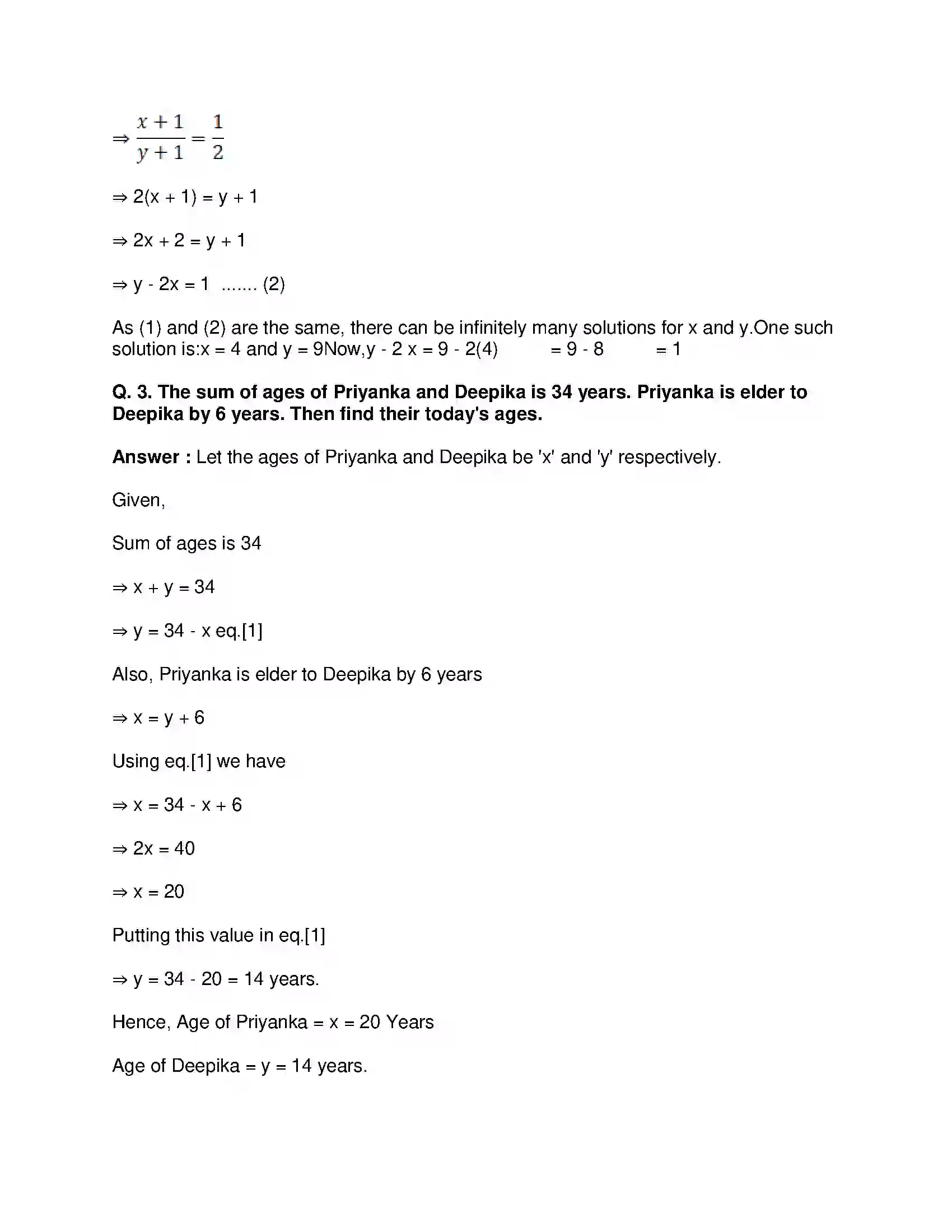 Maharashtra Board Class 9th Mathematics Part-I - English Medium Linear Equations in Two Variables Solution 8
