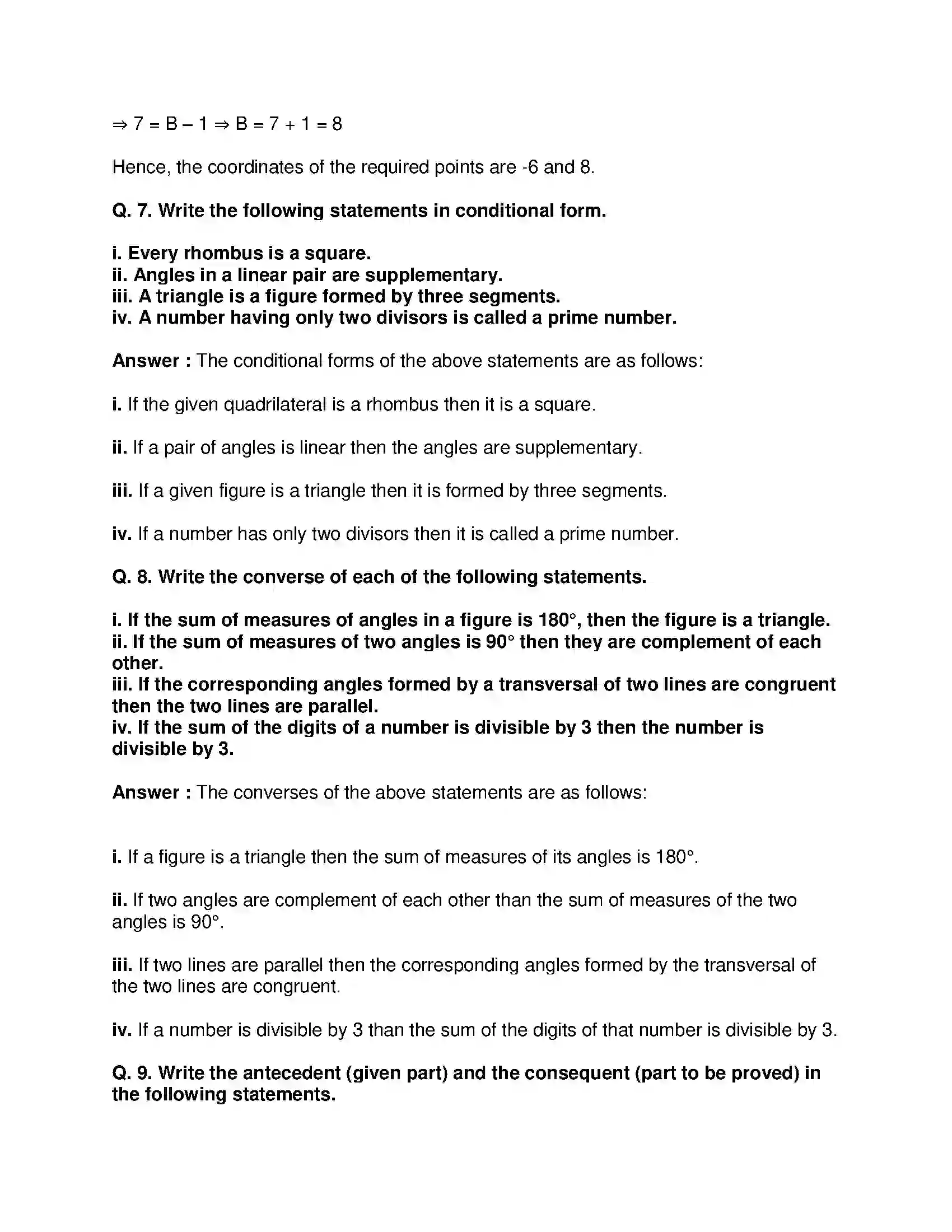 Maharashtra Board Class 9th Mathematics Part-II - English Medium Basic Concepts in Geometry Solution 19