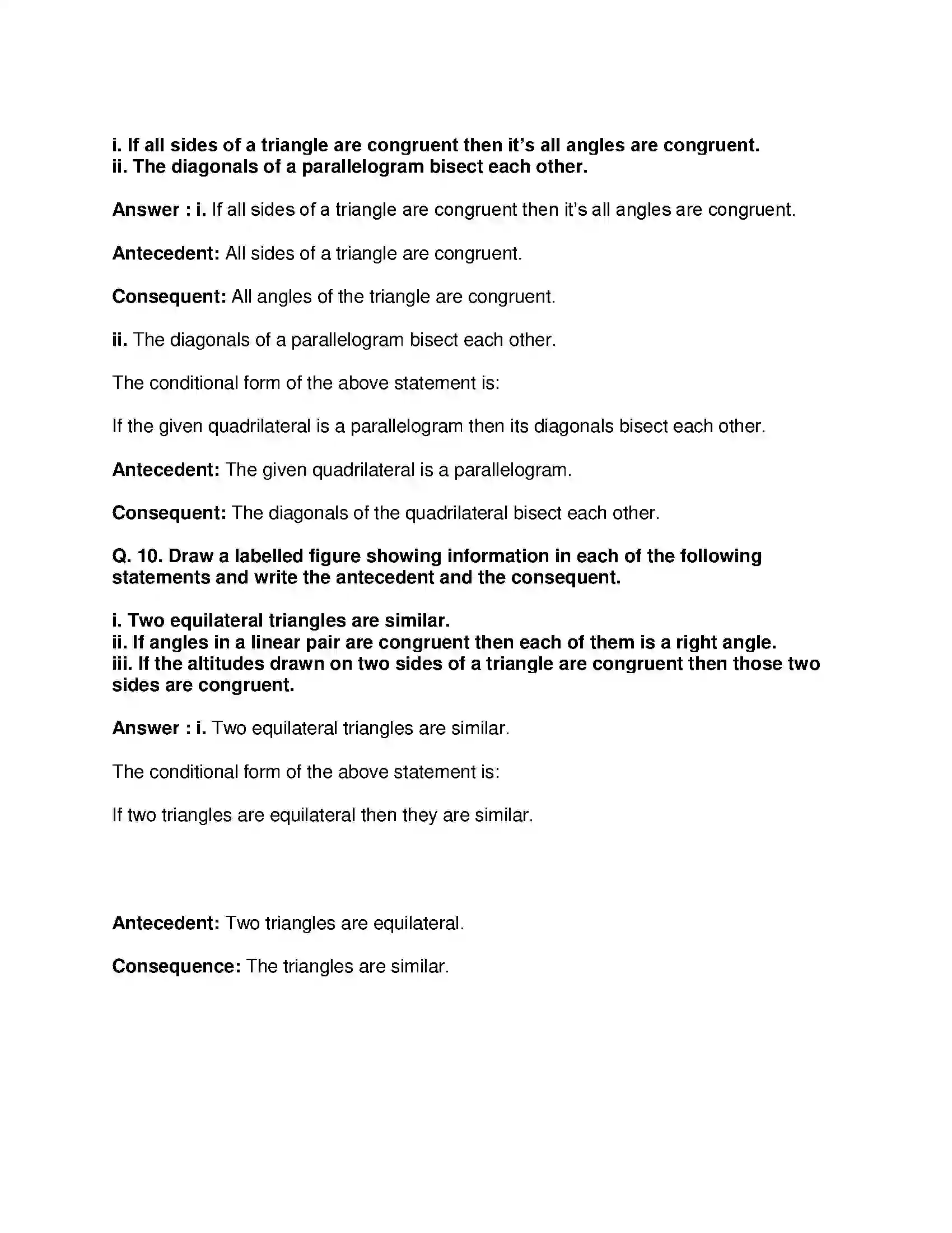 Maharashtra Board Class 9th Mathematics Part-II - English Medium Basic Concepts in Geometry Solution 20