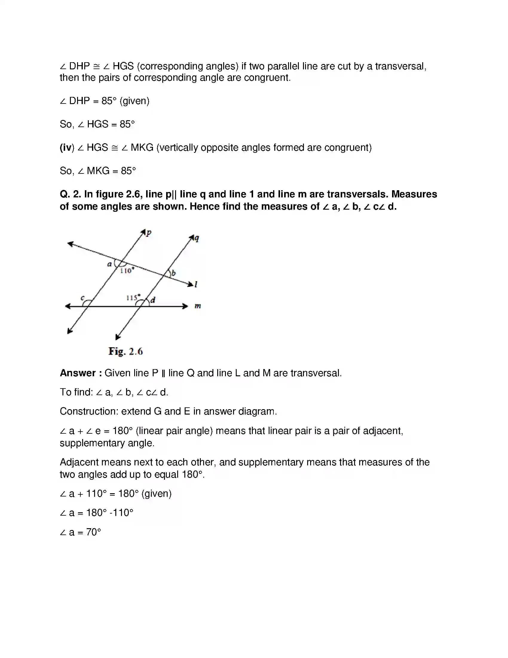 Maharashtra Board Class 9th Mathematics Part-II - English Medium Parallel Lines Solution 2