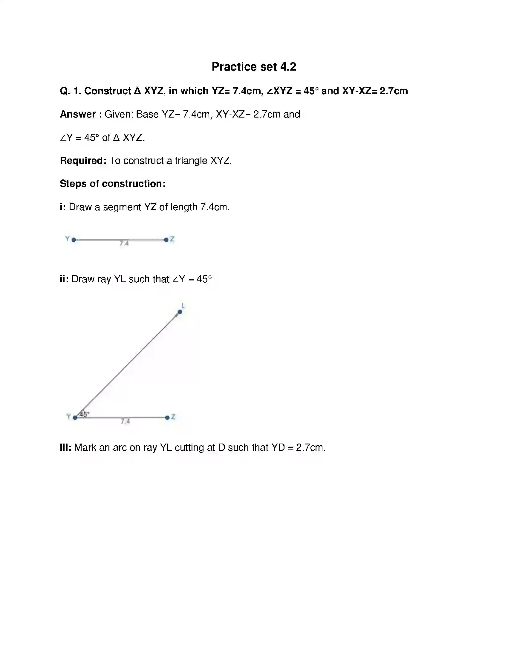 Maharashtra Board Class 9th Mathematics Part-II - English Medium Constructions of Triangles Solution 11